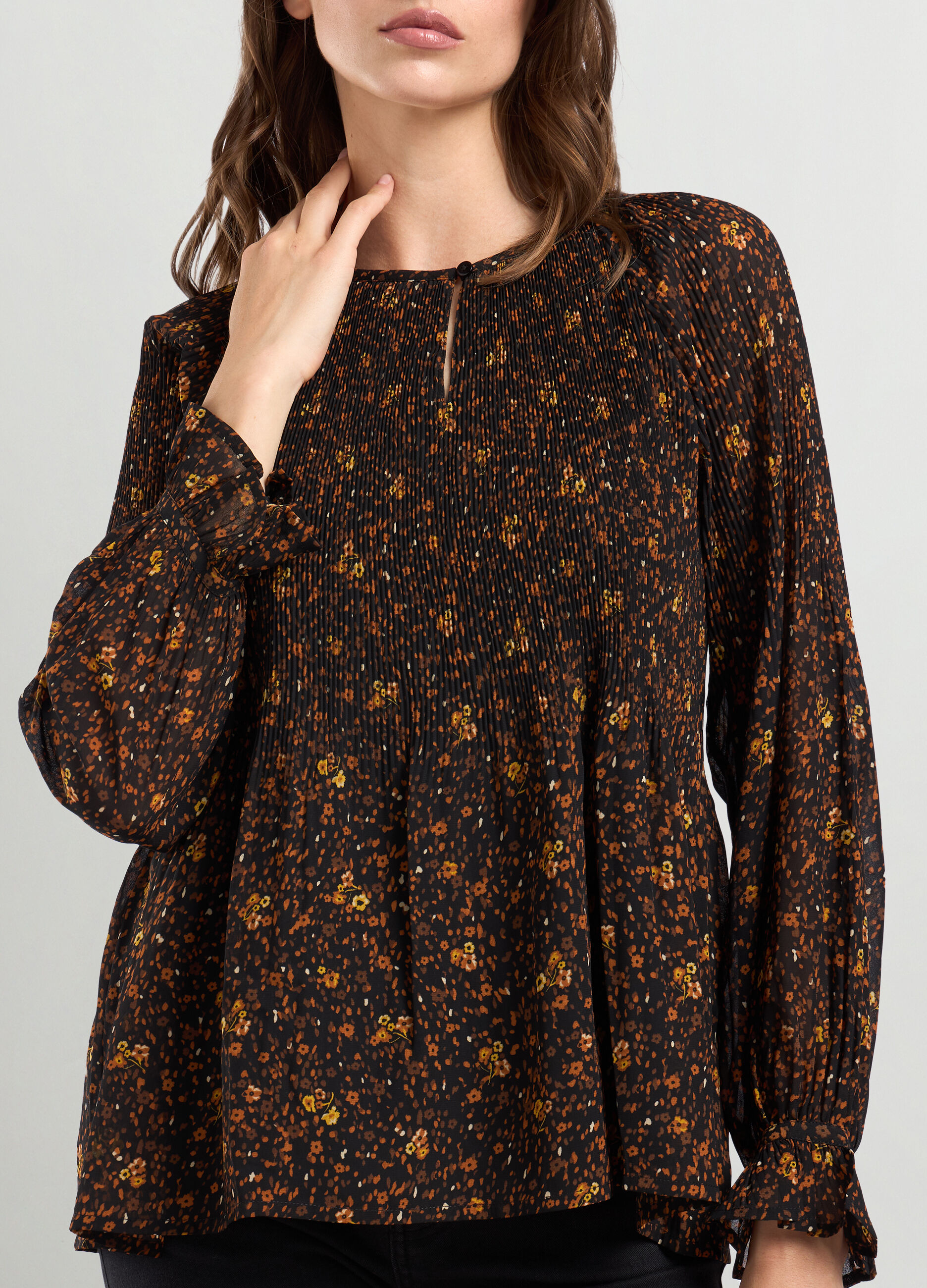 Blusa floreale a maniche lunghe donna_2