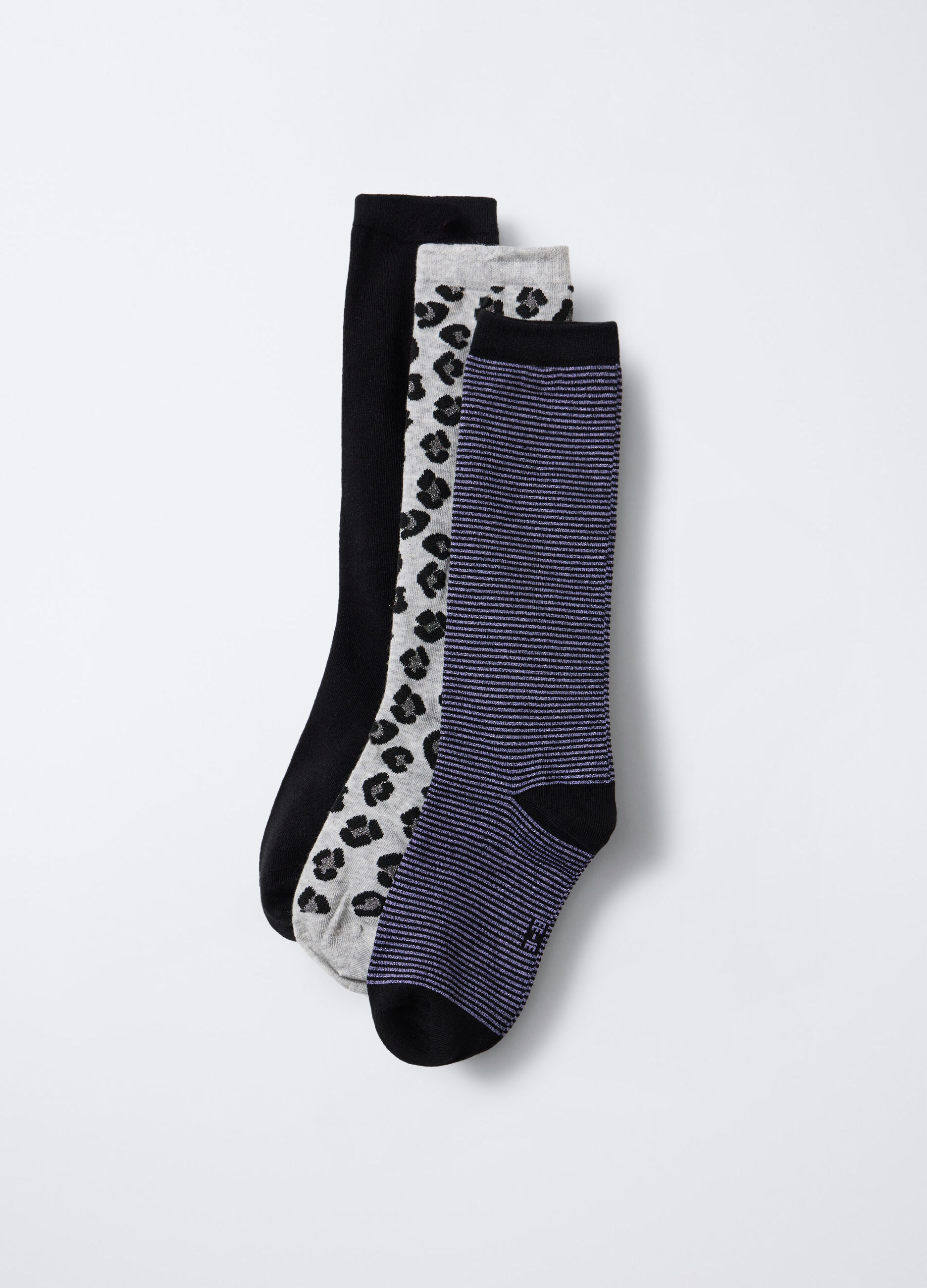 Pack 3 calze misto cotone stretch jaquard bambina_0