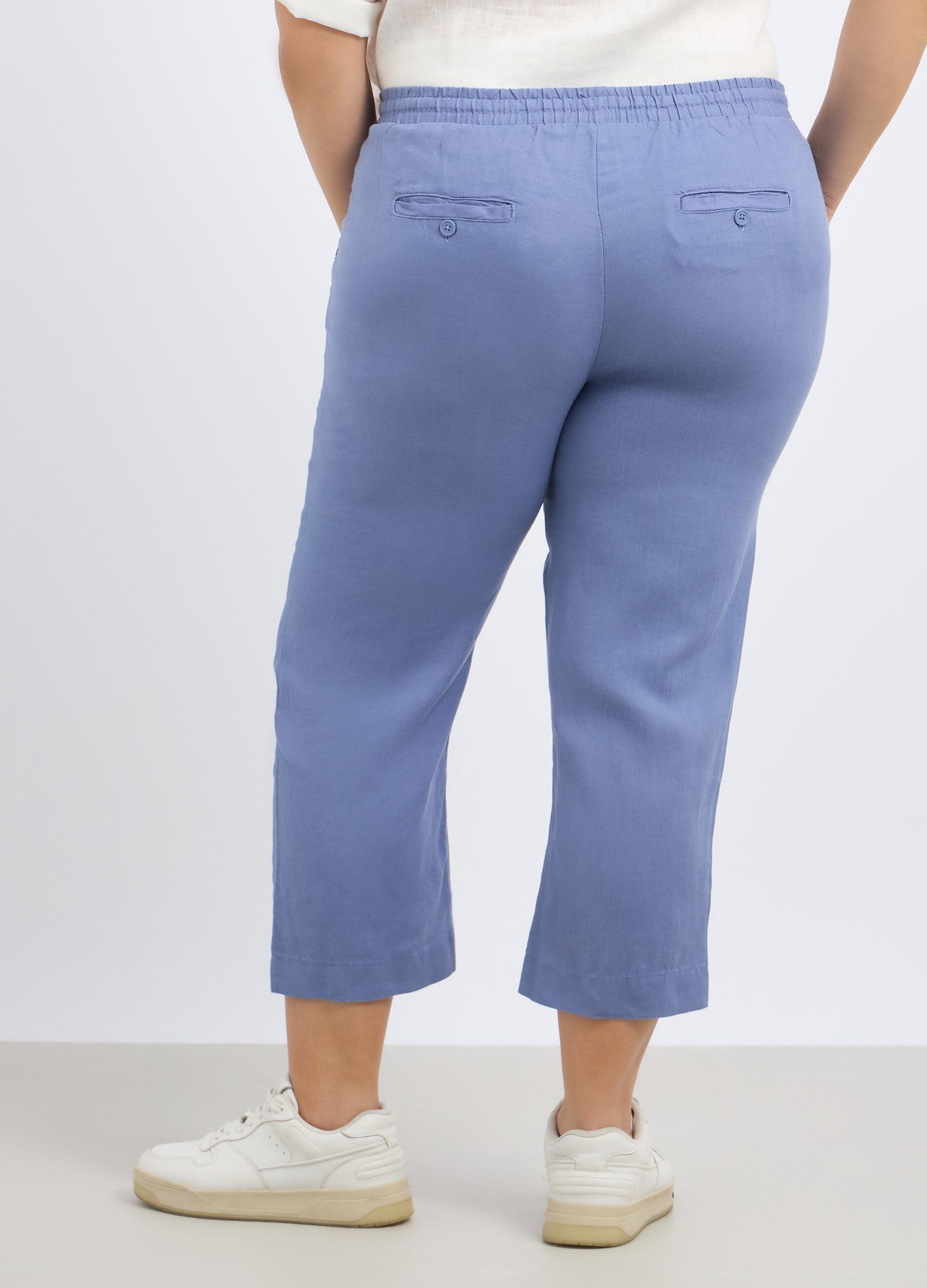 Pantaloni capri in puro lino donna curvy_1
