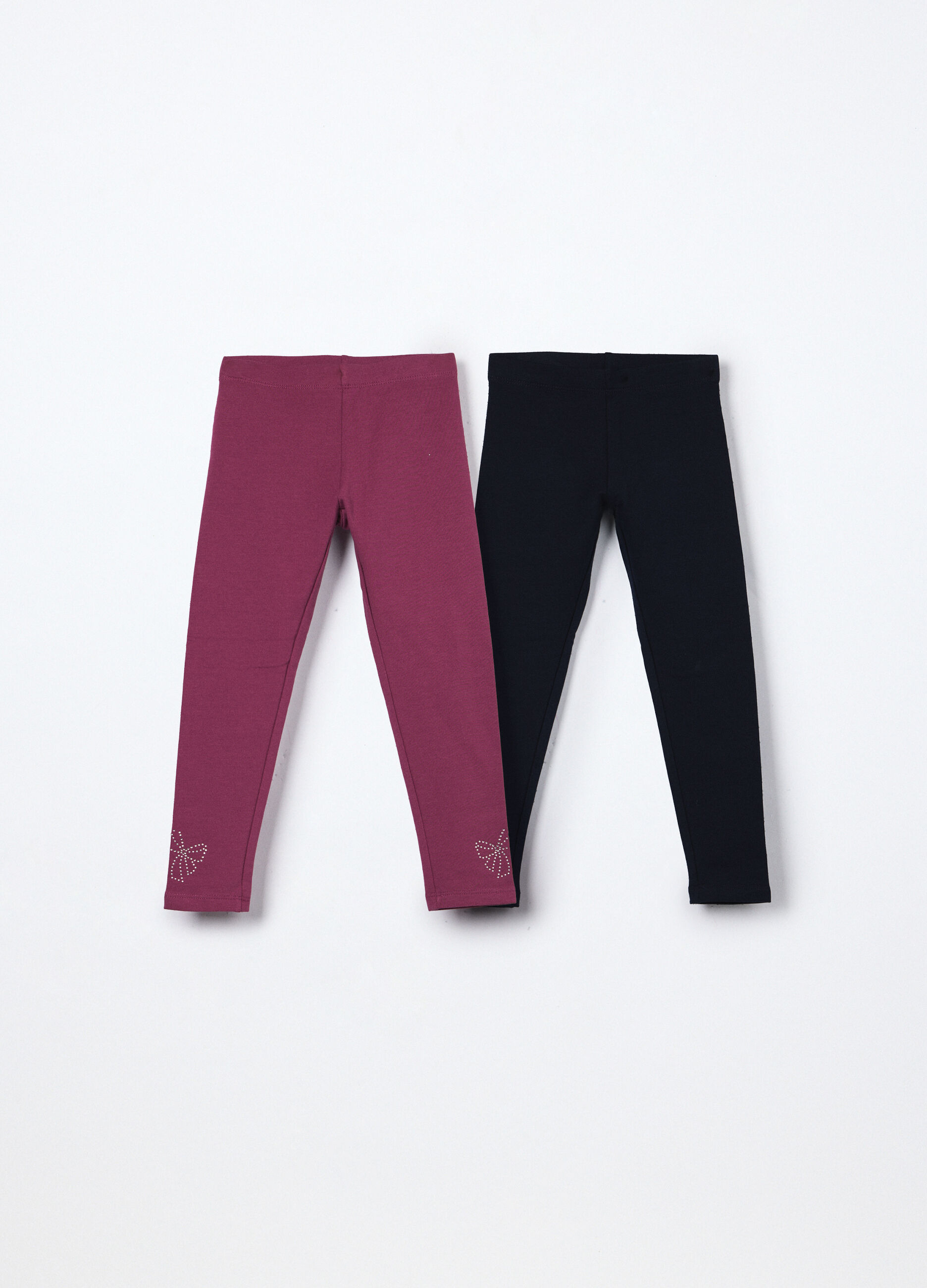 Pack 2 leggings in french terry di cotone stretch bambina_0