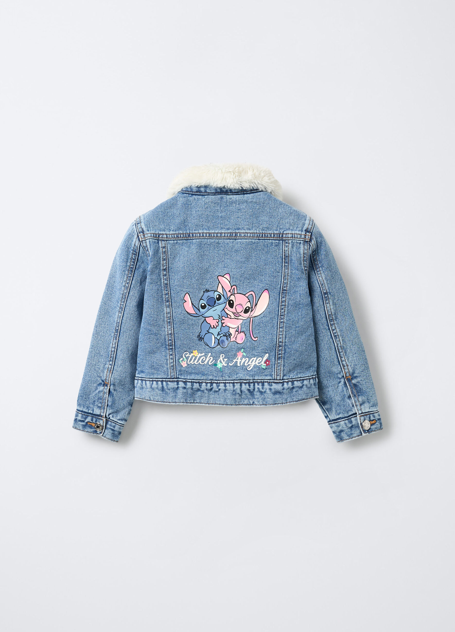 Giacca in denim ed eco fur bambina_1