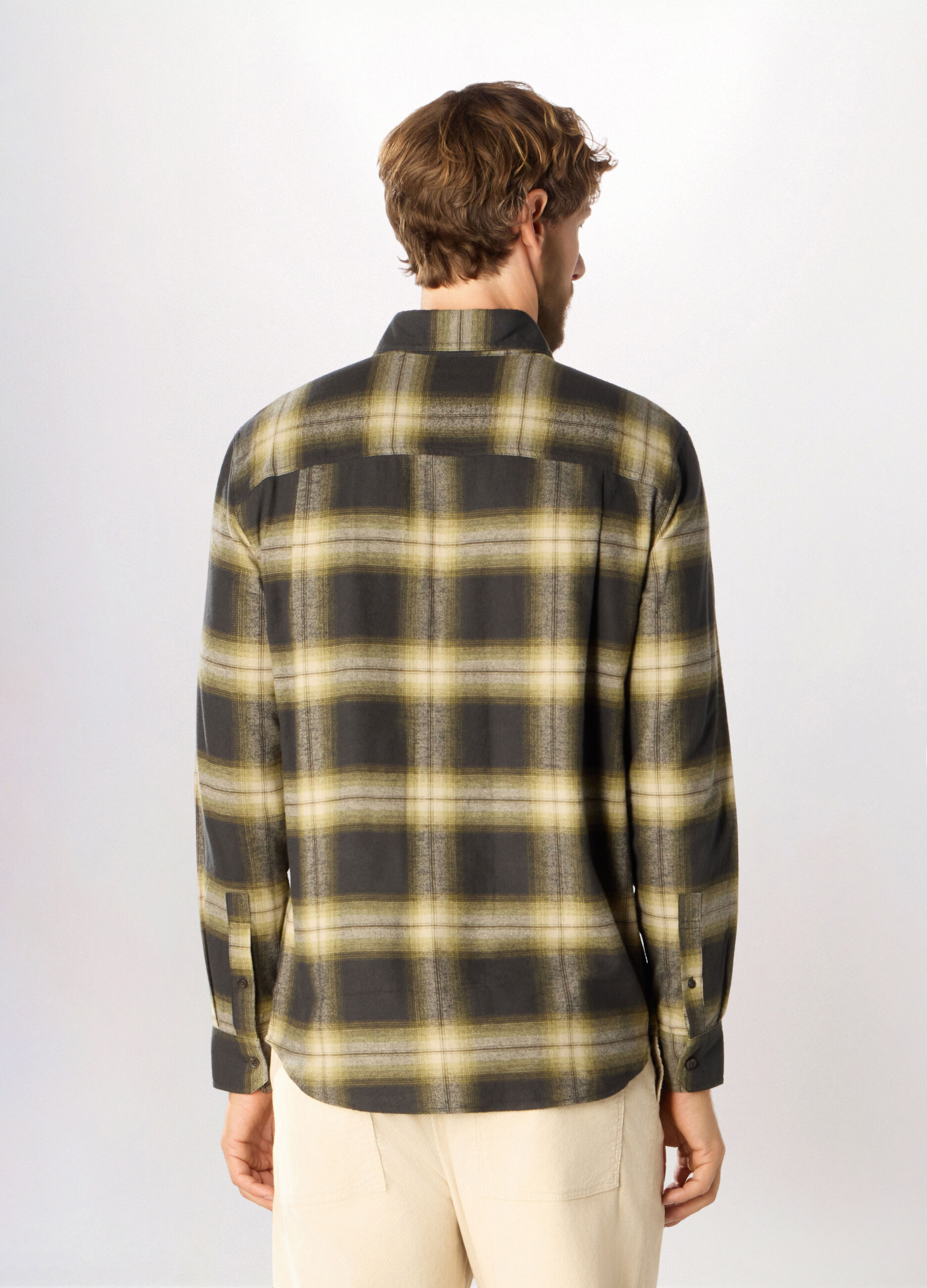 Camicia slim fit in flanella di cotone uomo_1