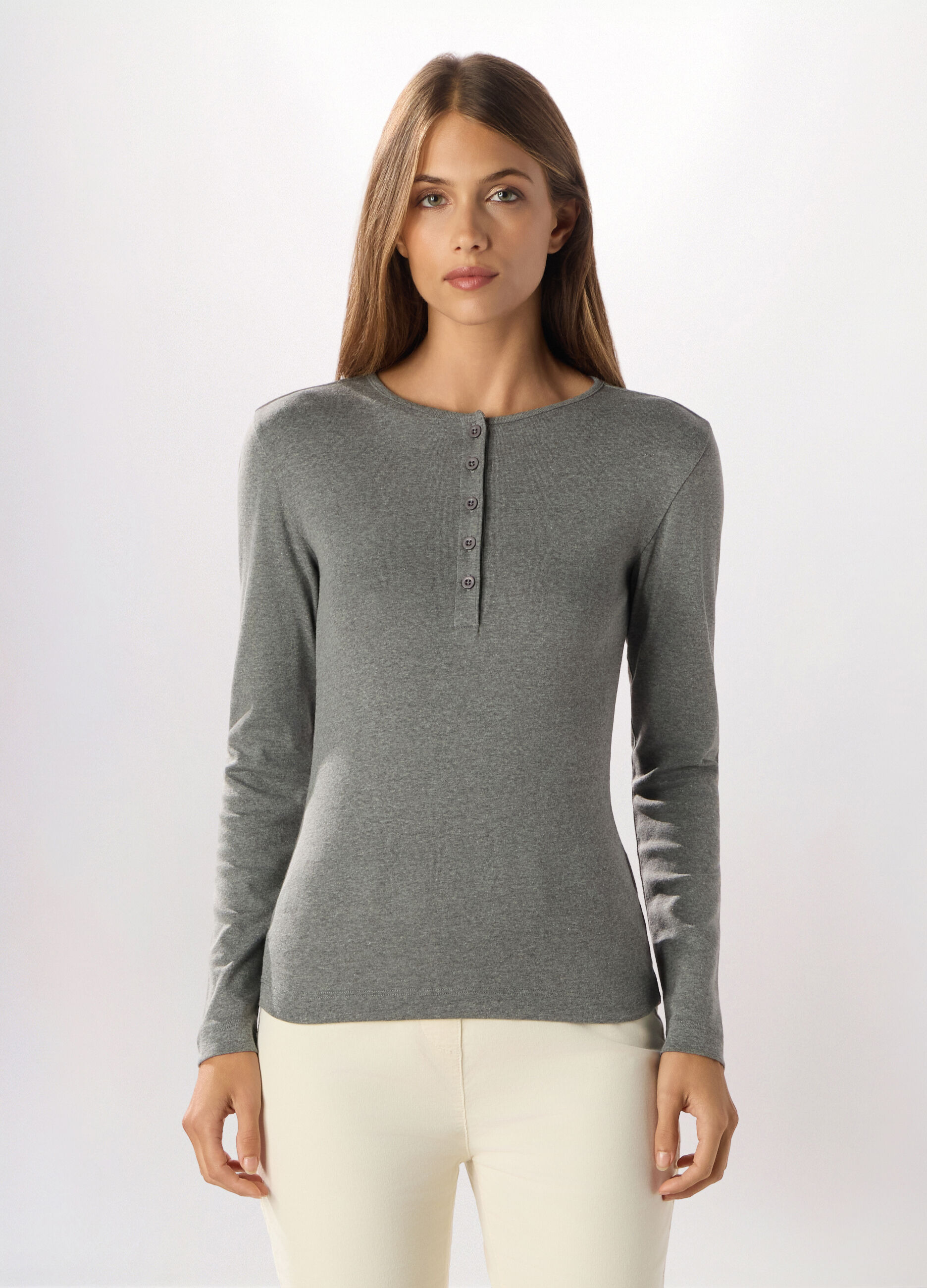 T-shirt in costina di cotone donna_0