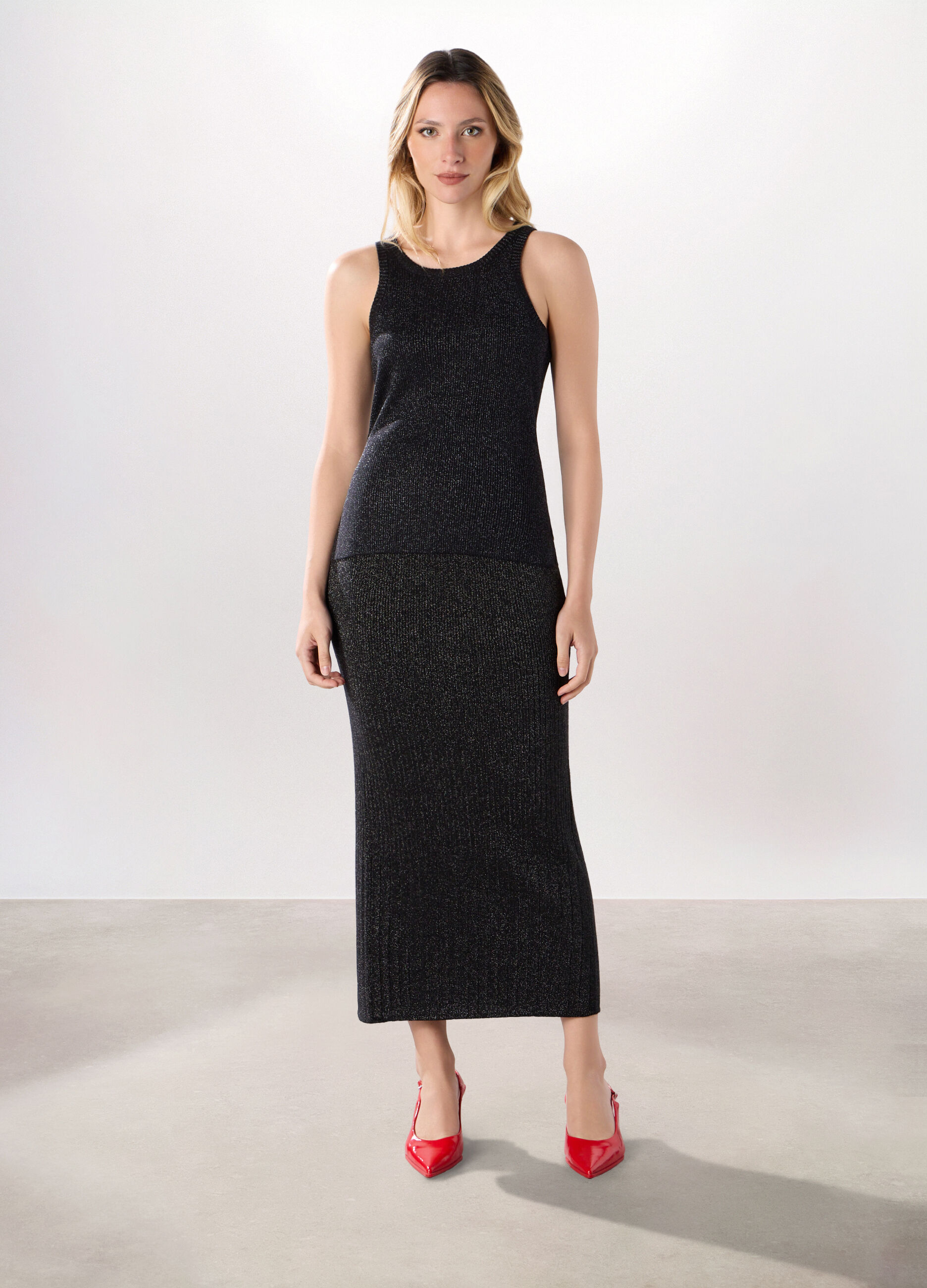 Gonna in costina misto viscosa stretch donna_0