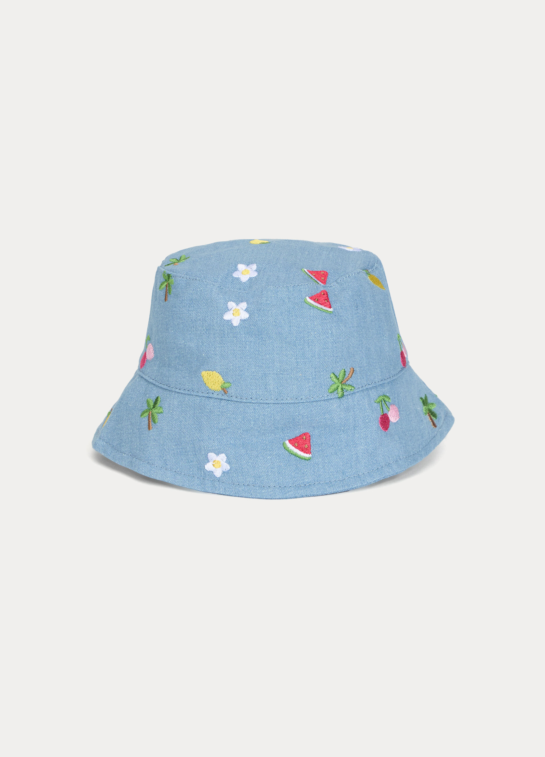 Cappello alla pescatora in chambray neonata_0