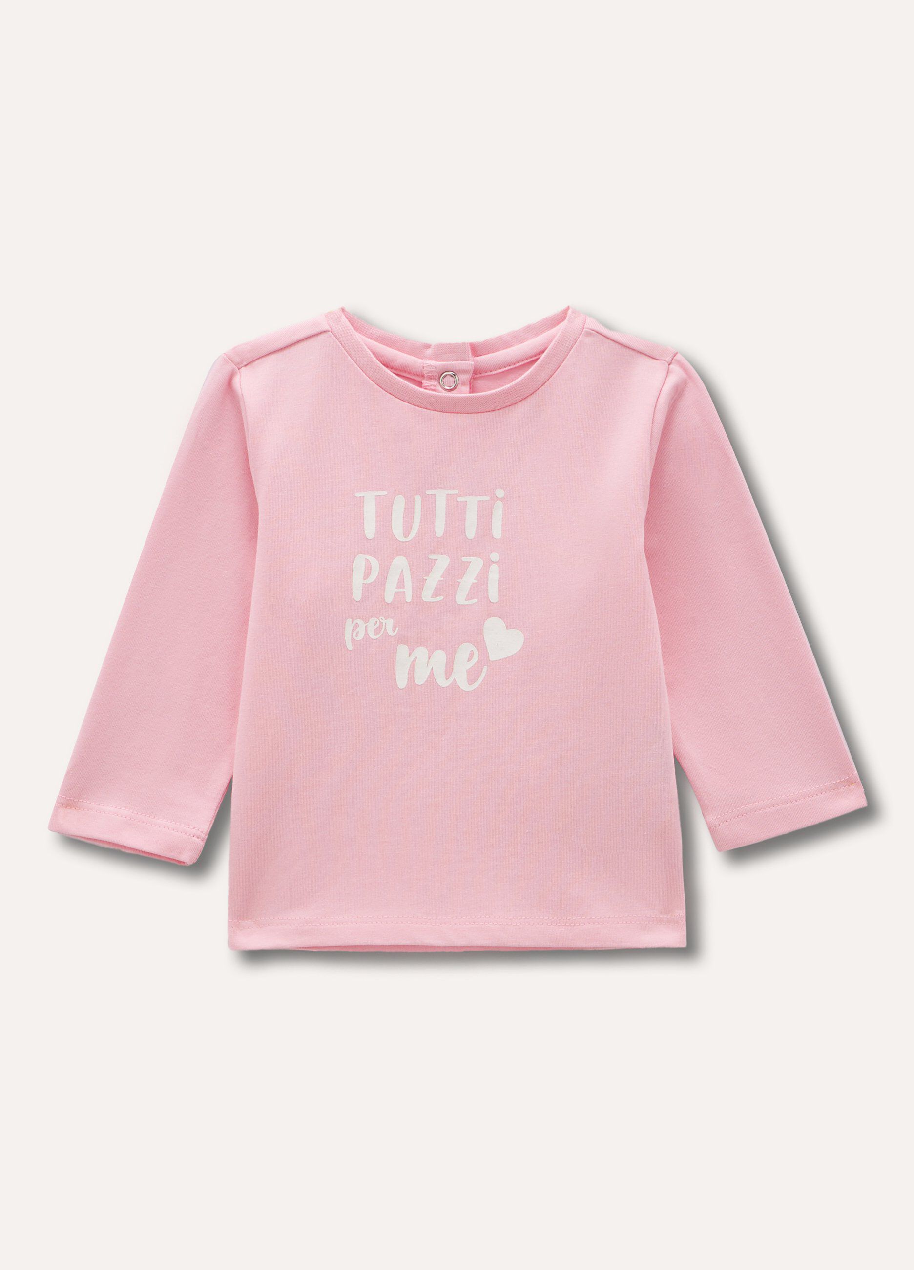 T-shirt a maniche lunghe in cotone stretch neonata_0