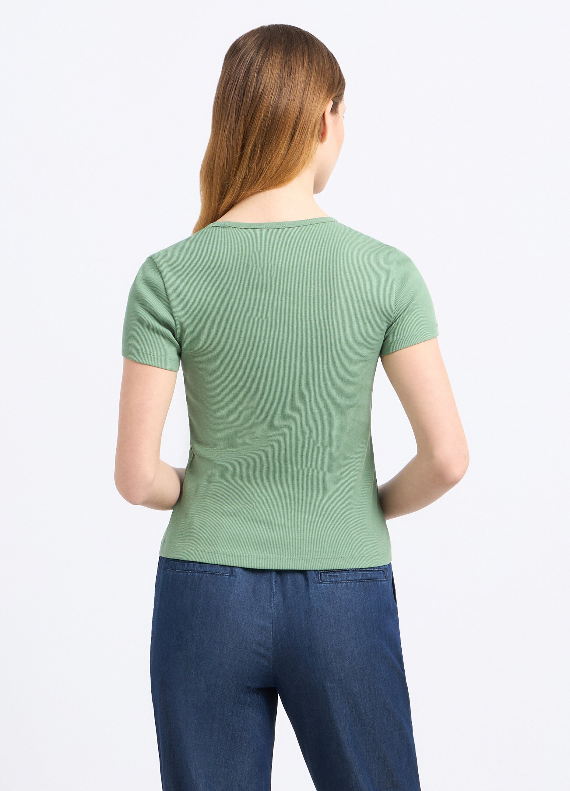 T-shirt in costina di puro cotone donna_1