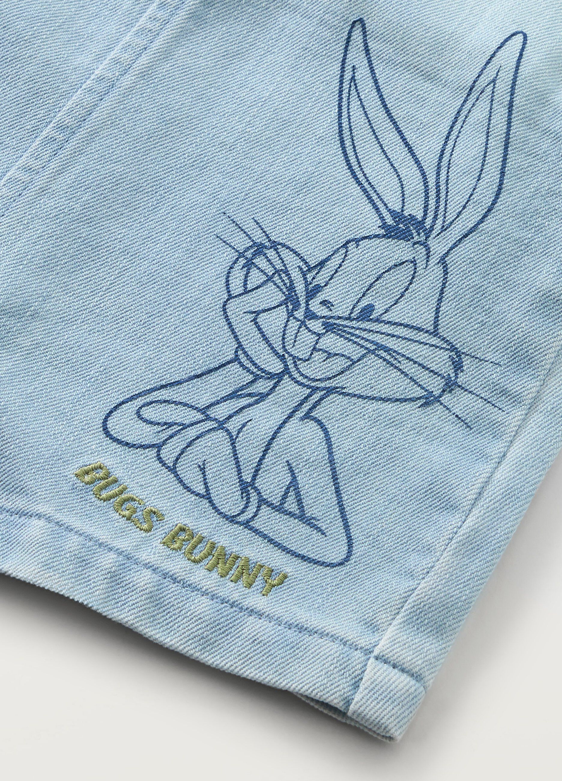 Salopette in denim di puro cotone neonato_1