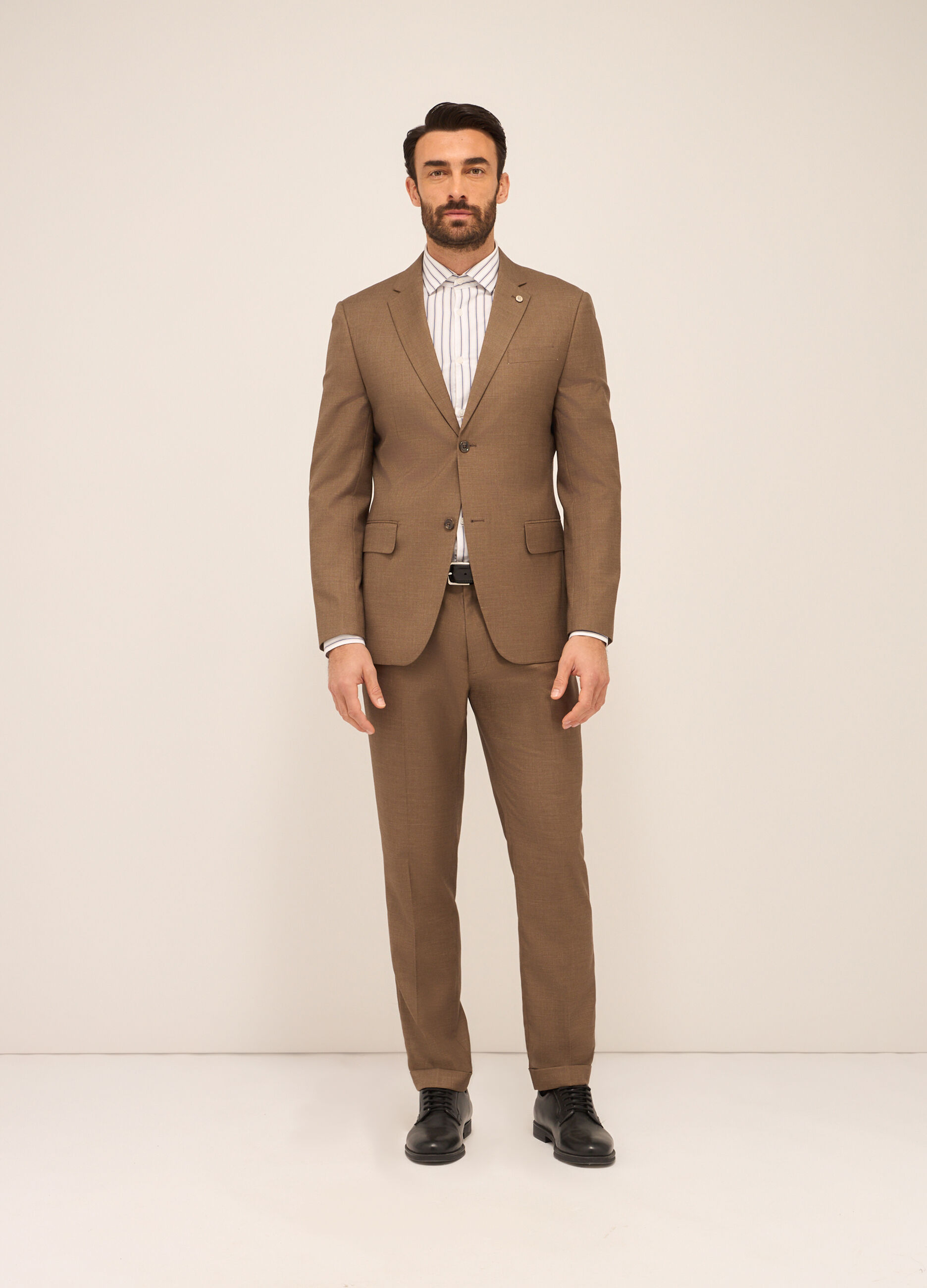 Pantaloni classici in tessuto stretch texturizzato uomo_0