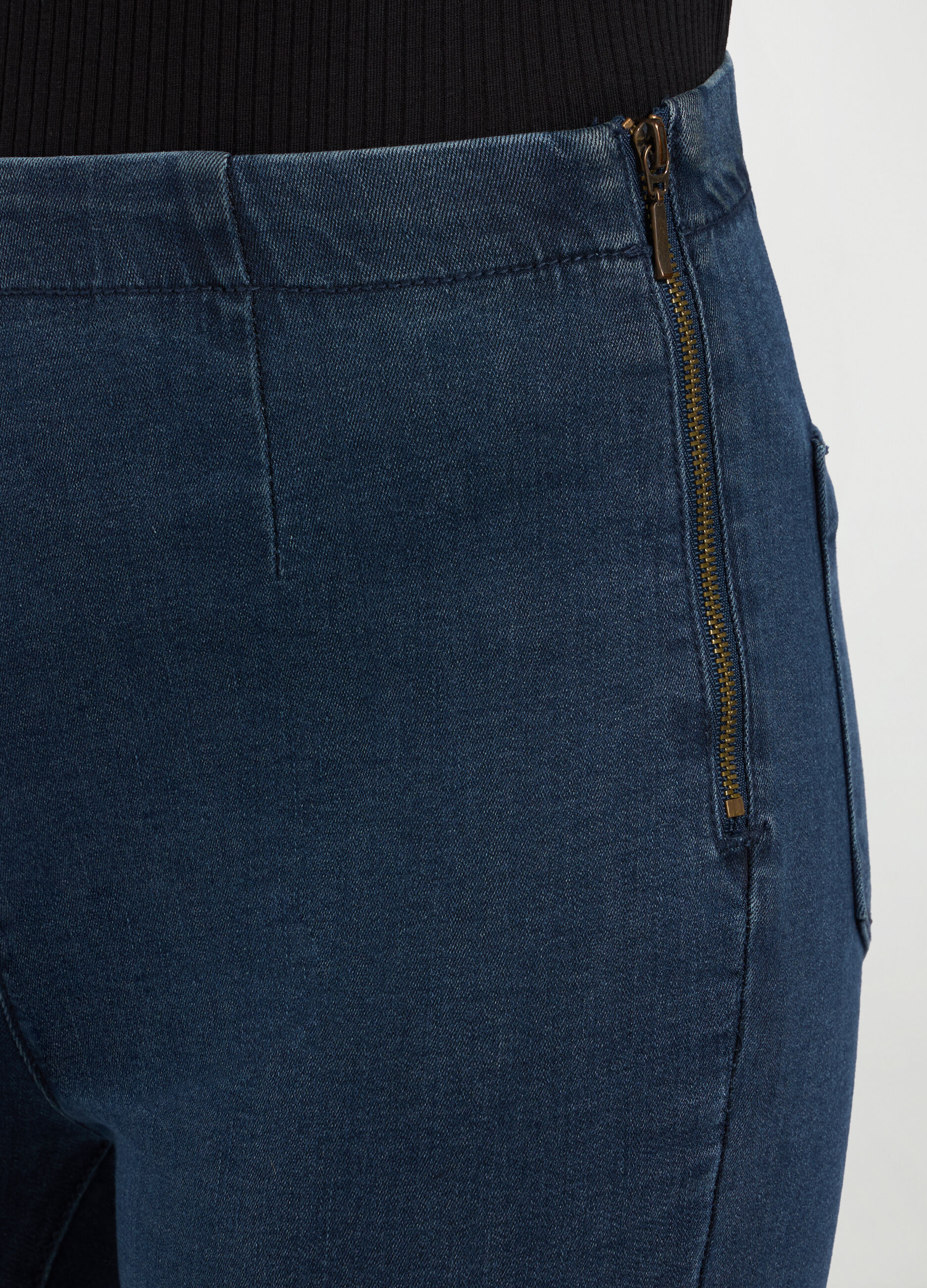 Treggings in denim di cotone stretch donna_2