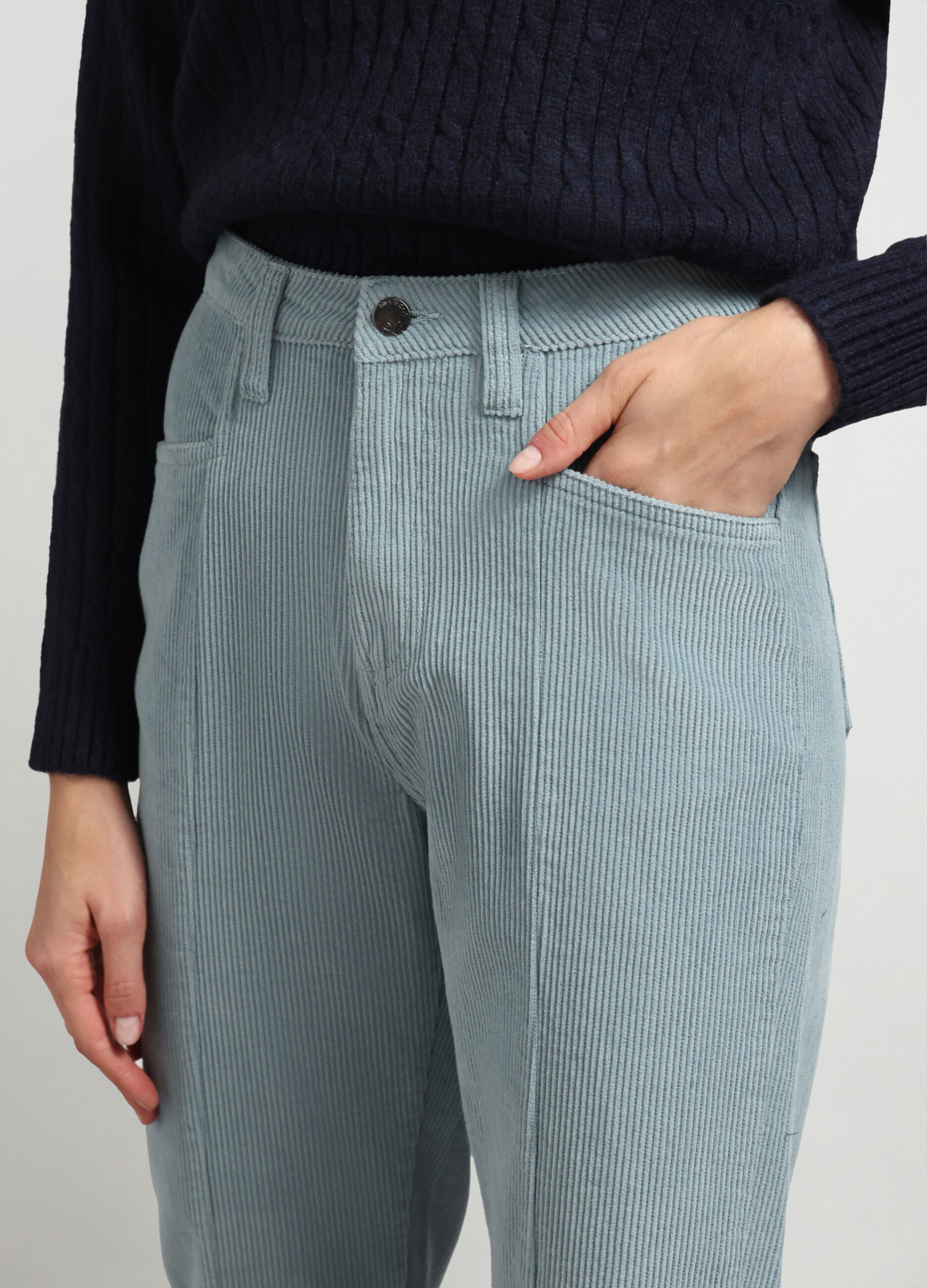 Pantaloni in costina di puro cotone donna_2