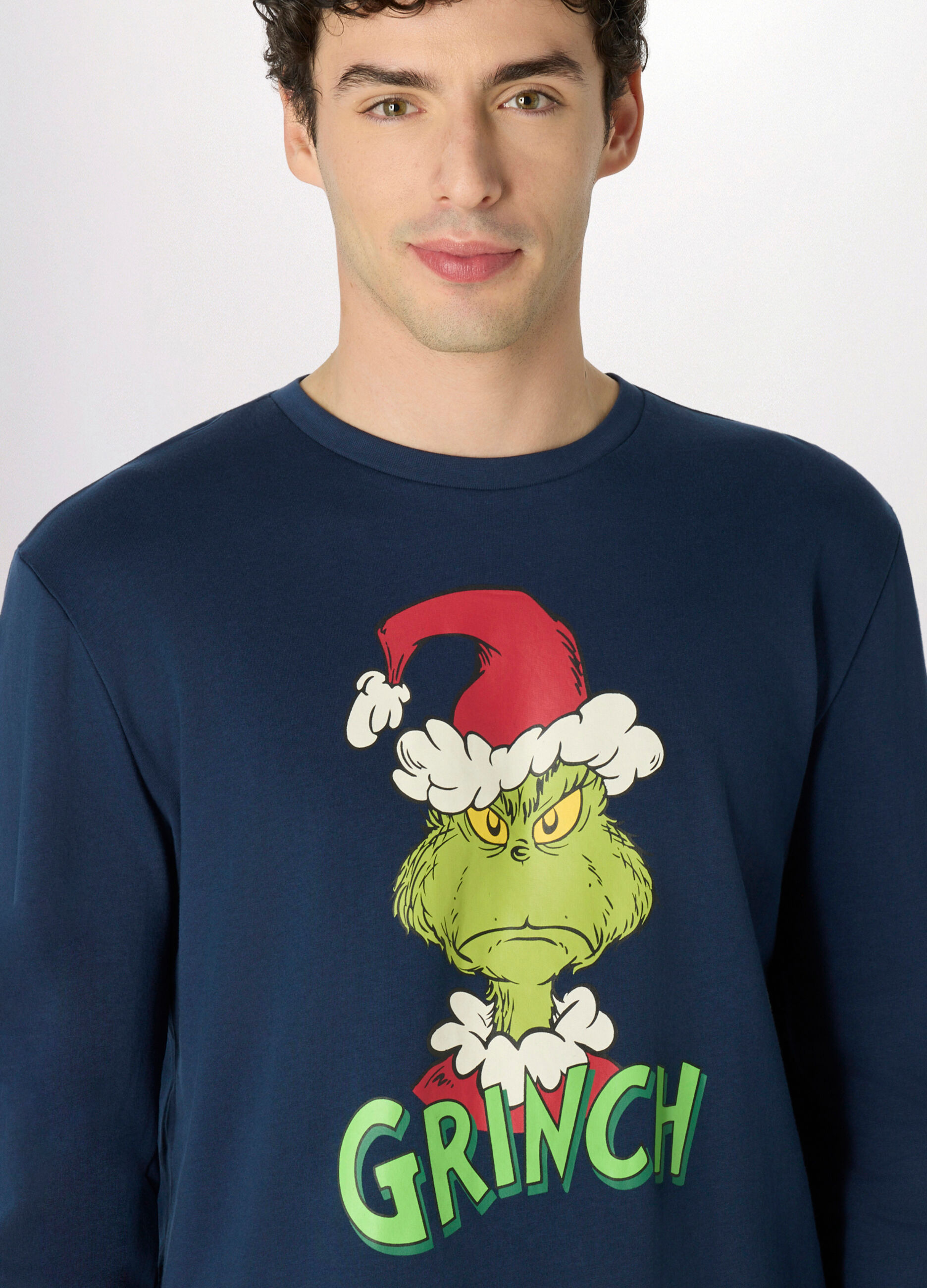 Pigiama lungo in felpa di cotone Grinch uomo