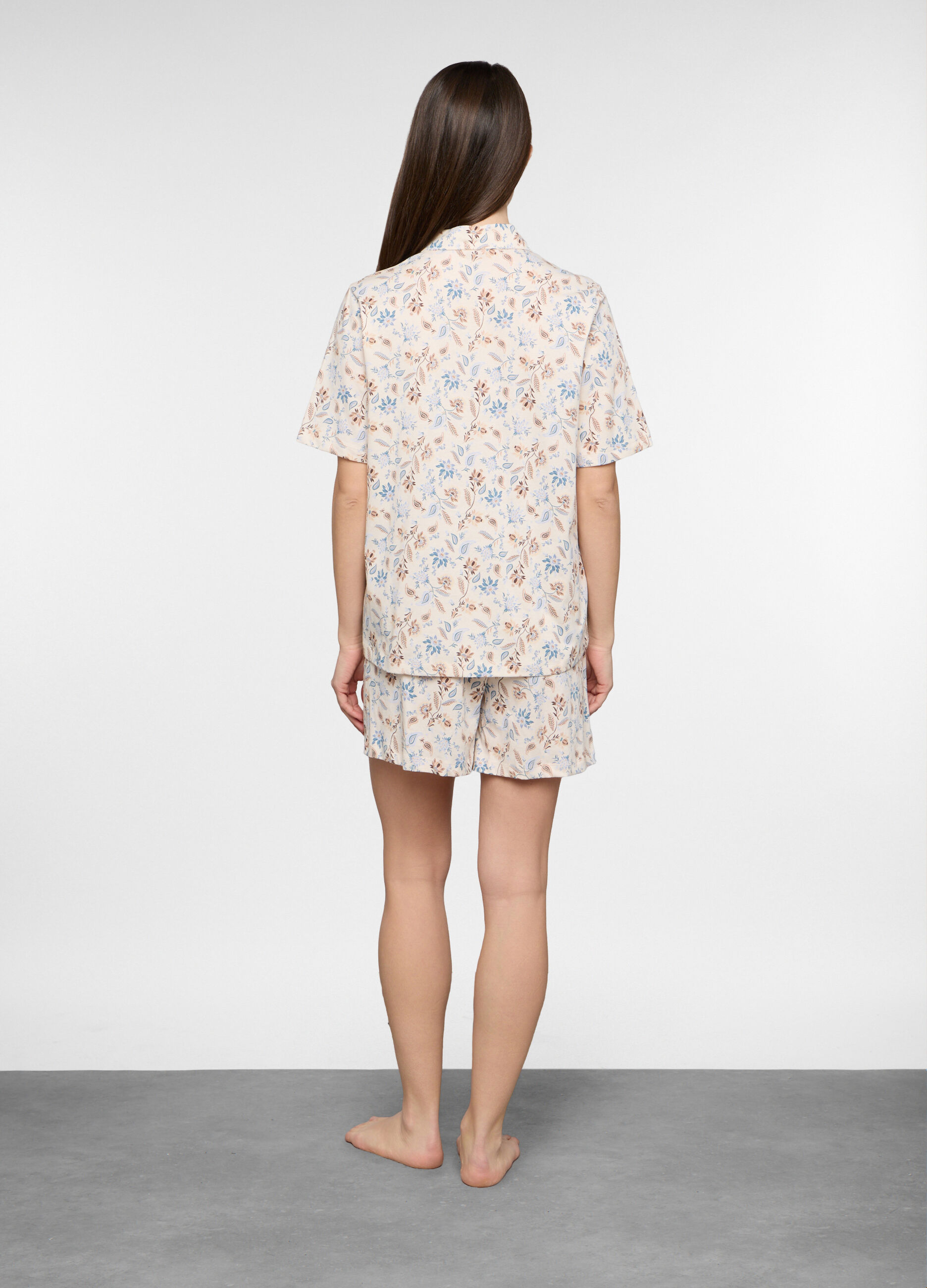 Set pigiama corto in jersey di puro cotone donna_1