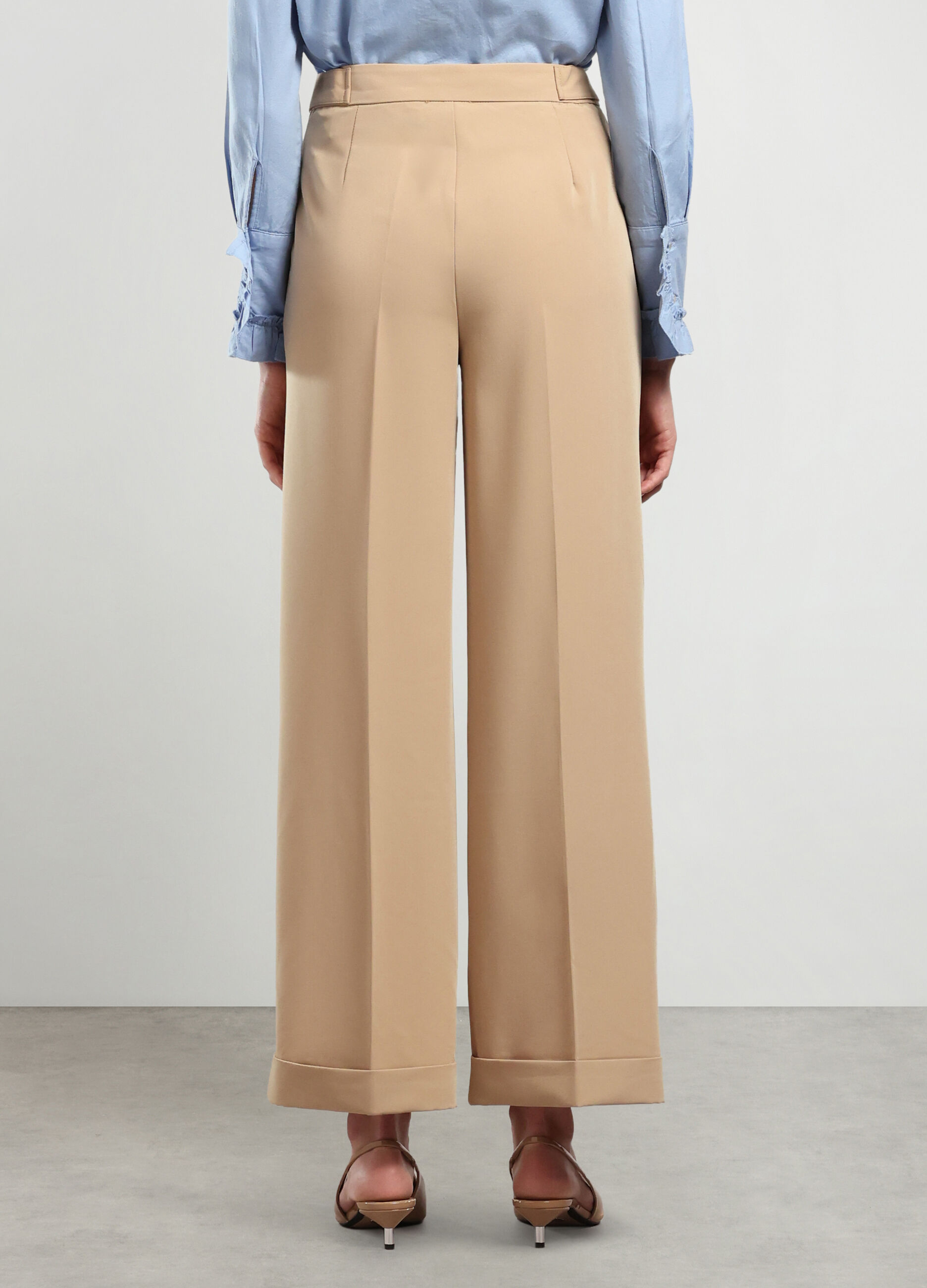Pantaloni palazzo in misto viscosa stretch donna_1