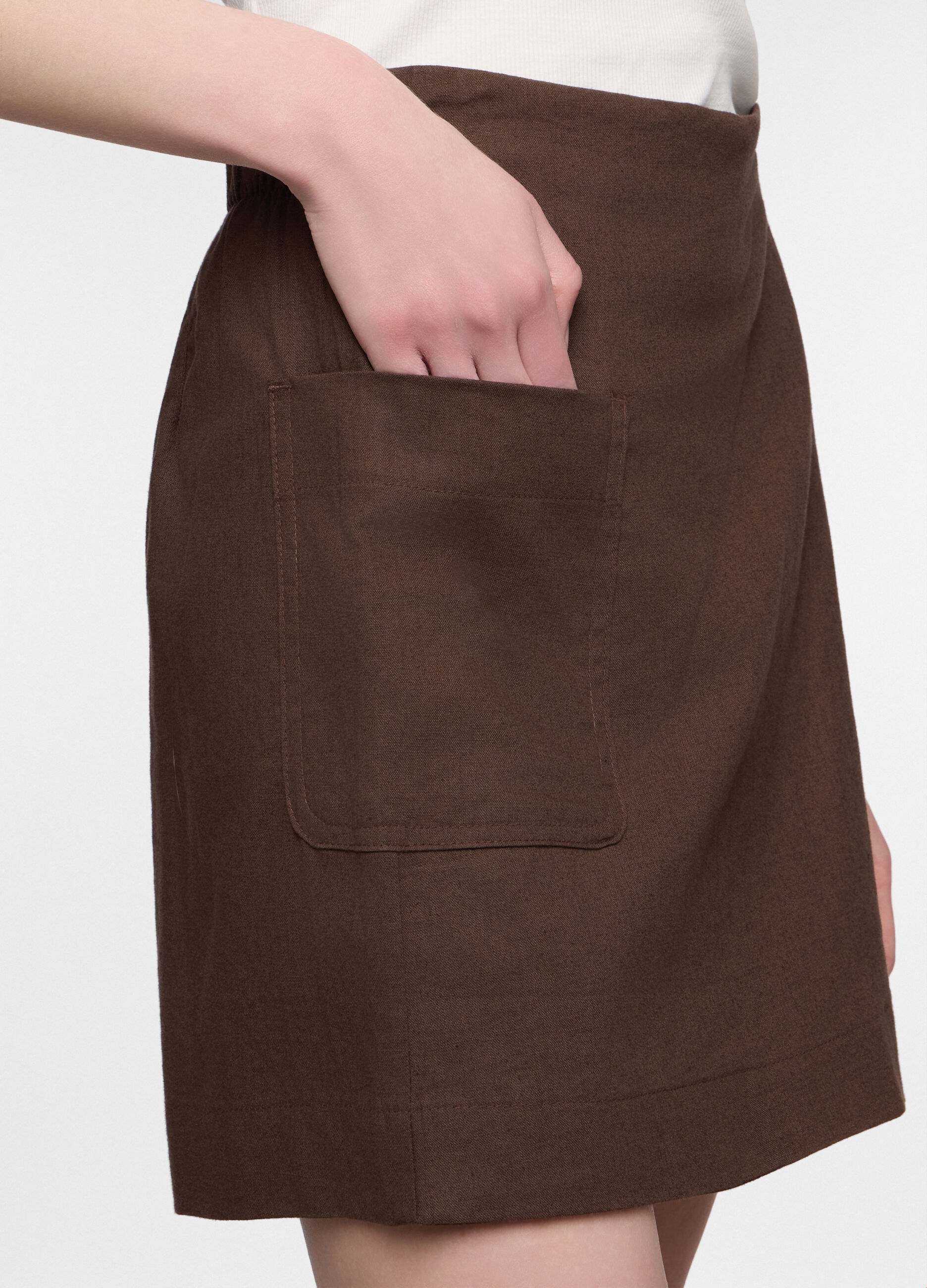 Gonna pantalone corta misto lino donna_2