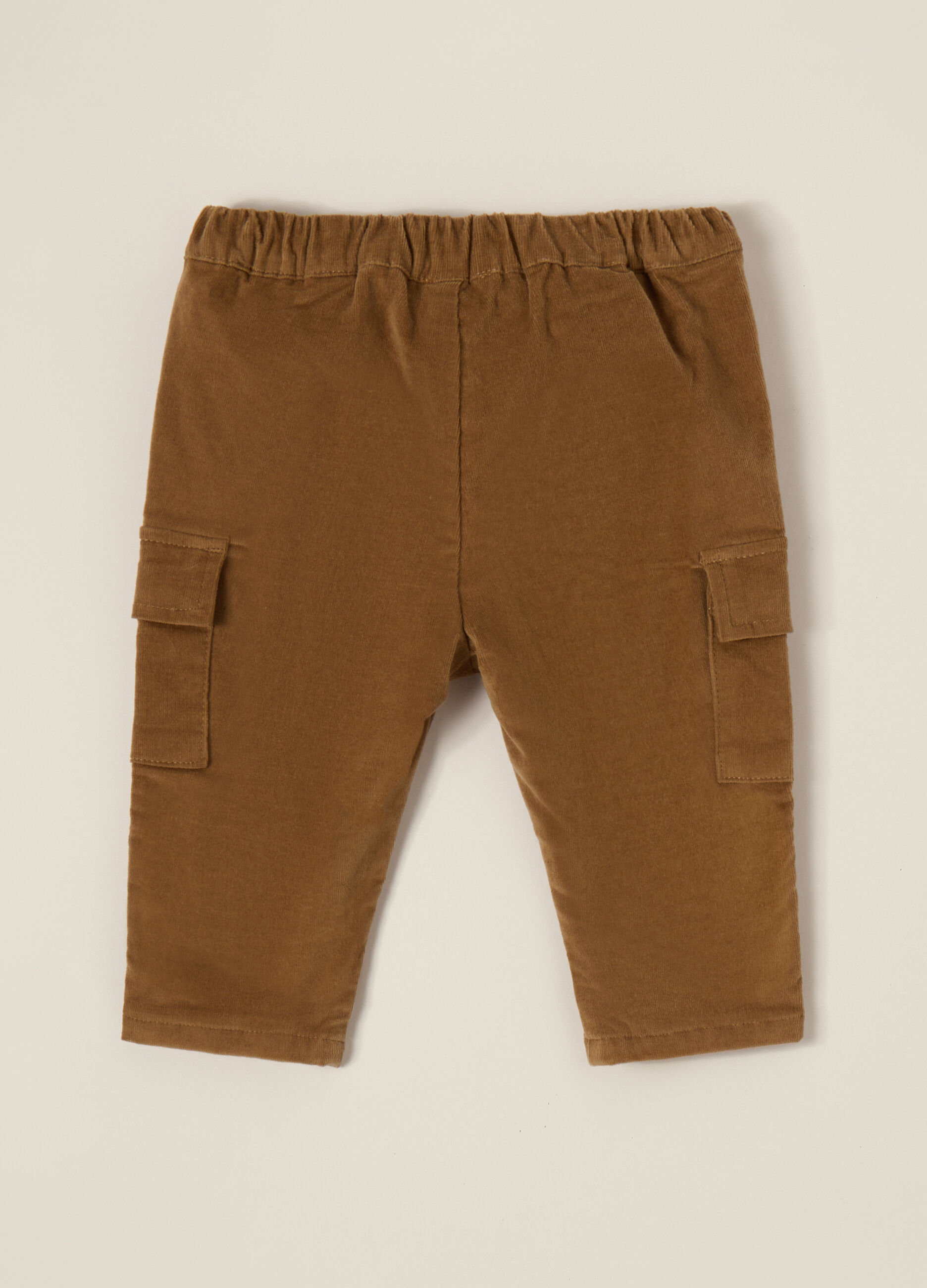 Pantaloni marroni elasticizzati in velluto a coste_2