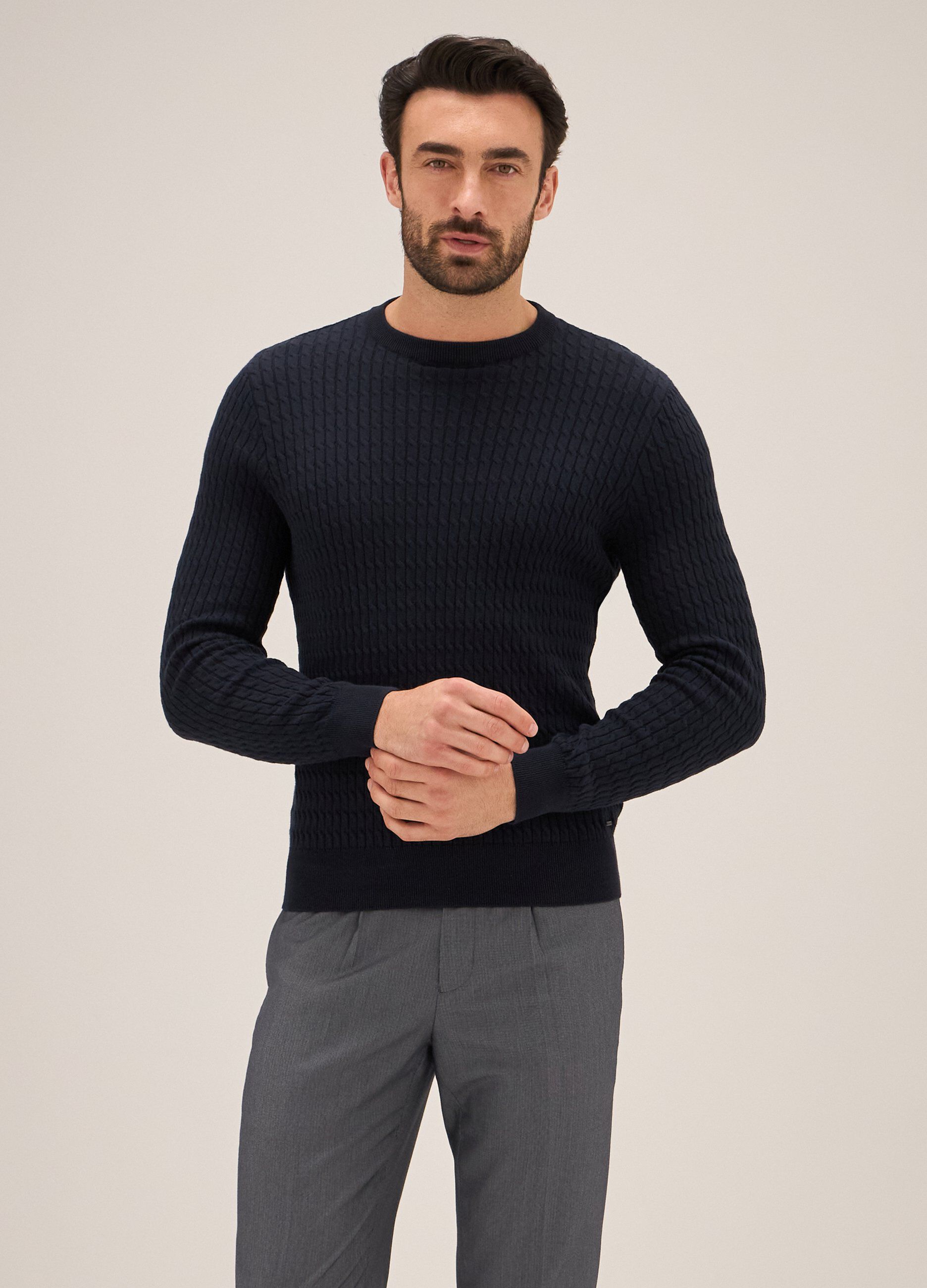 Tricot a girocollo in puro cotone Rumford uomo_0
