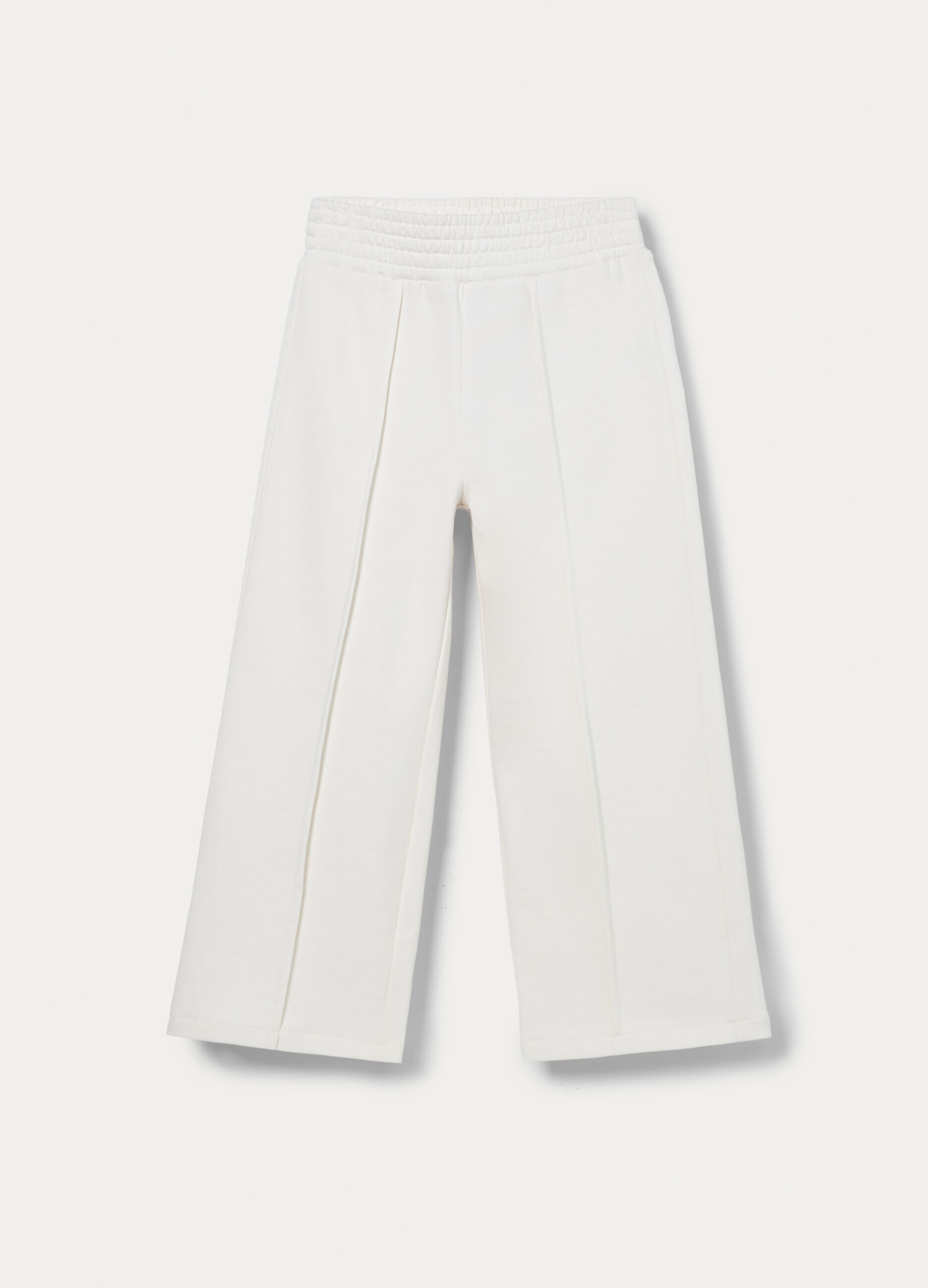 Pantaloni wide leg in french terry di puro cotone bambina_0