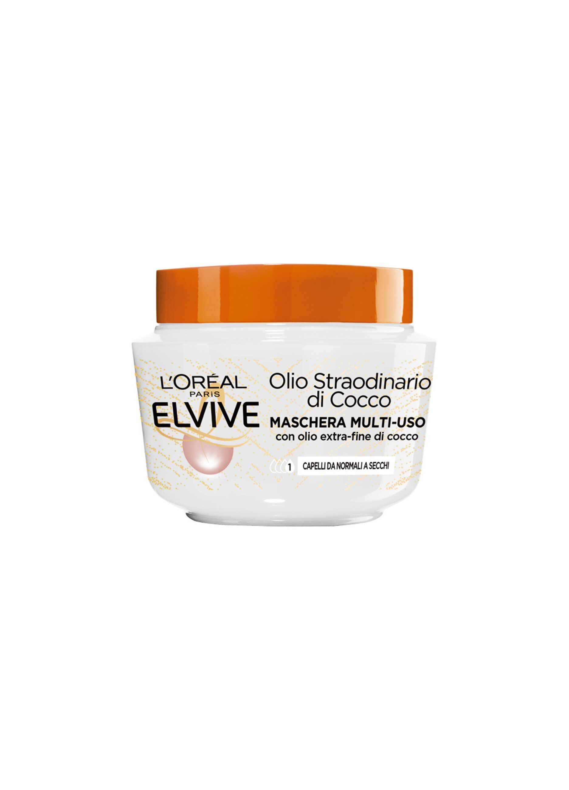 L'Oréal Paris Maschera Capelli Elvive Olio Straordinario Cocco, Per Capelli da Normali a Secchi, 300 ml._0