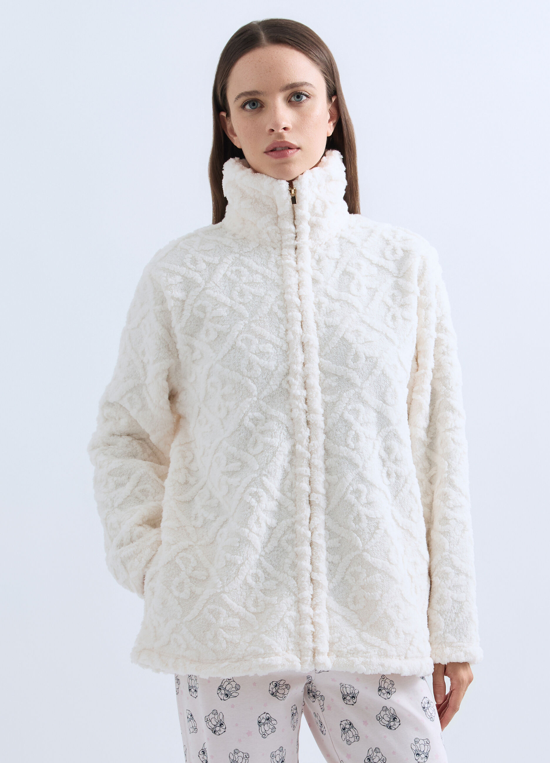 Vestaglia corta in eco fur donna_0