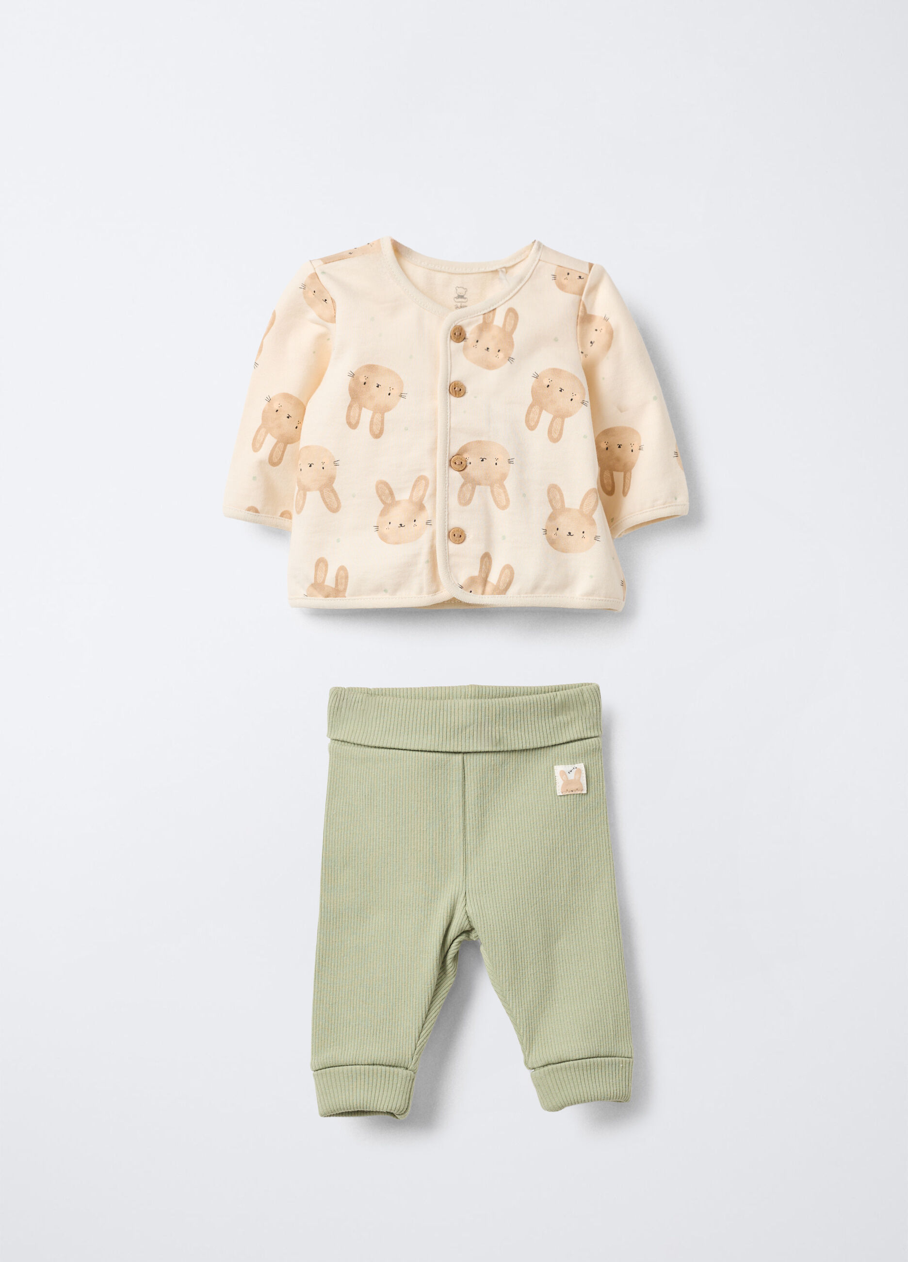 Set in puro cotone garzato neonato_0