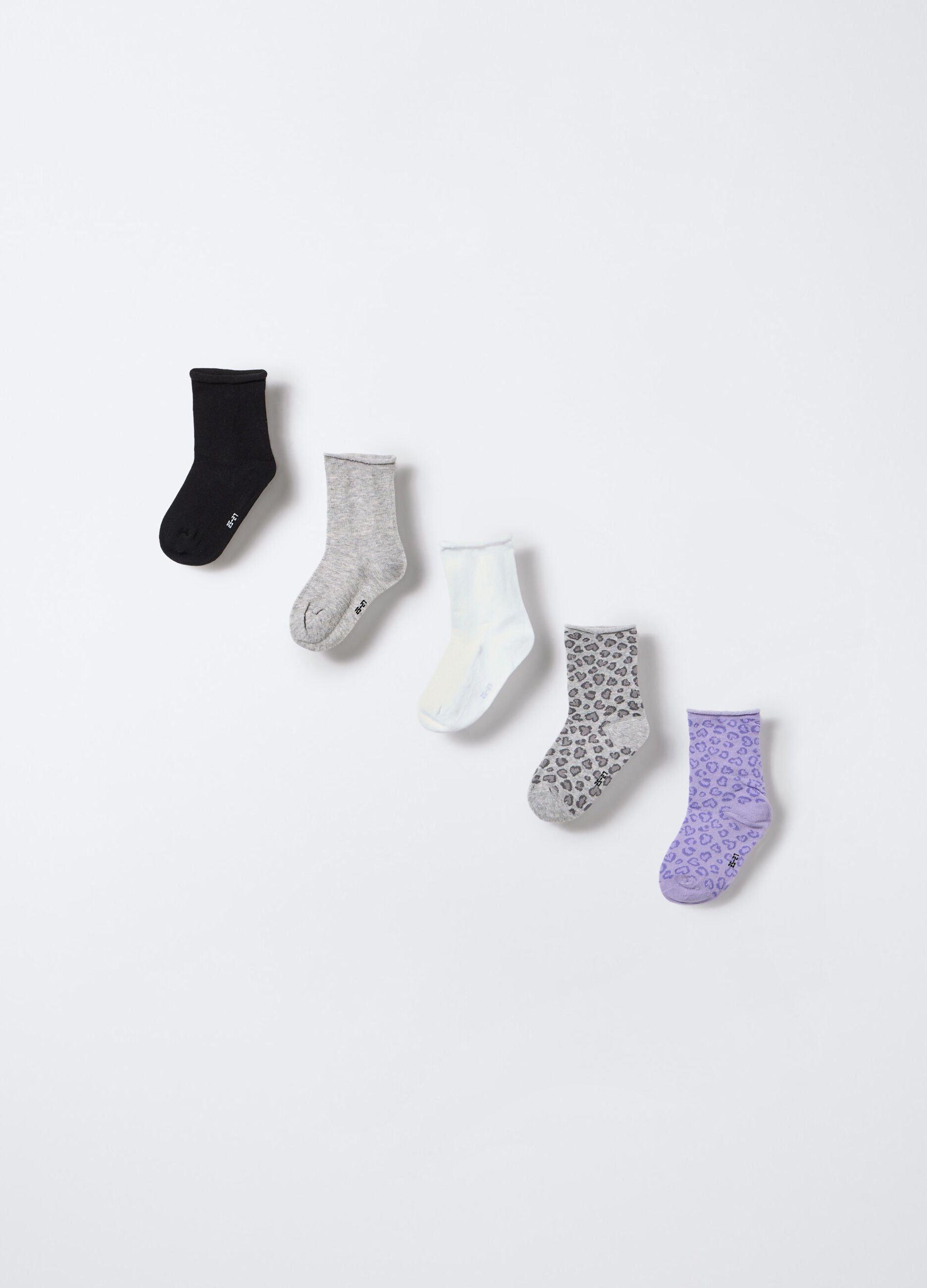 Pack 5 calze corte misto cotone stretch bambina_1