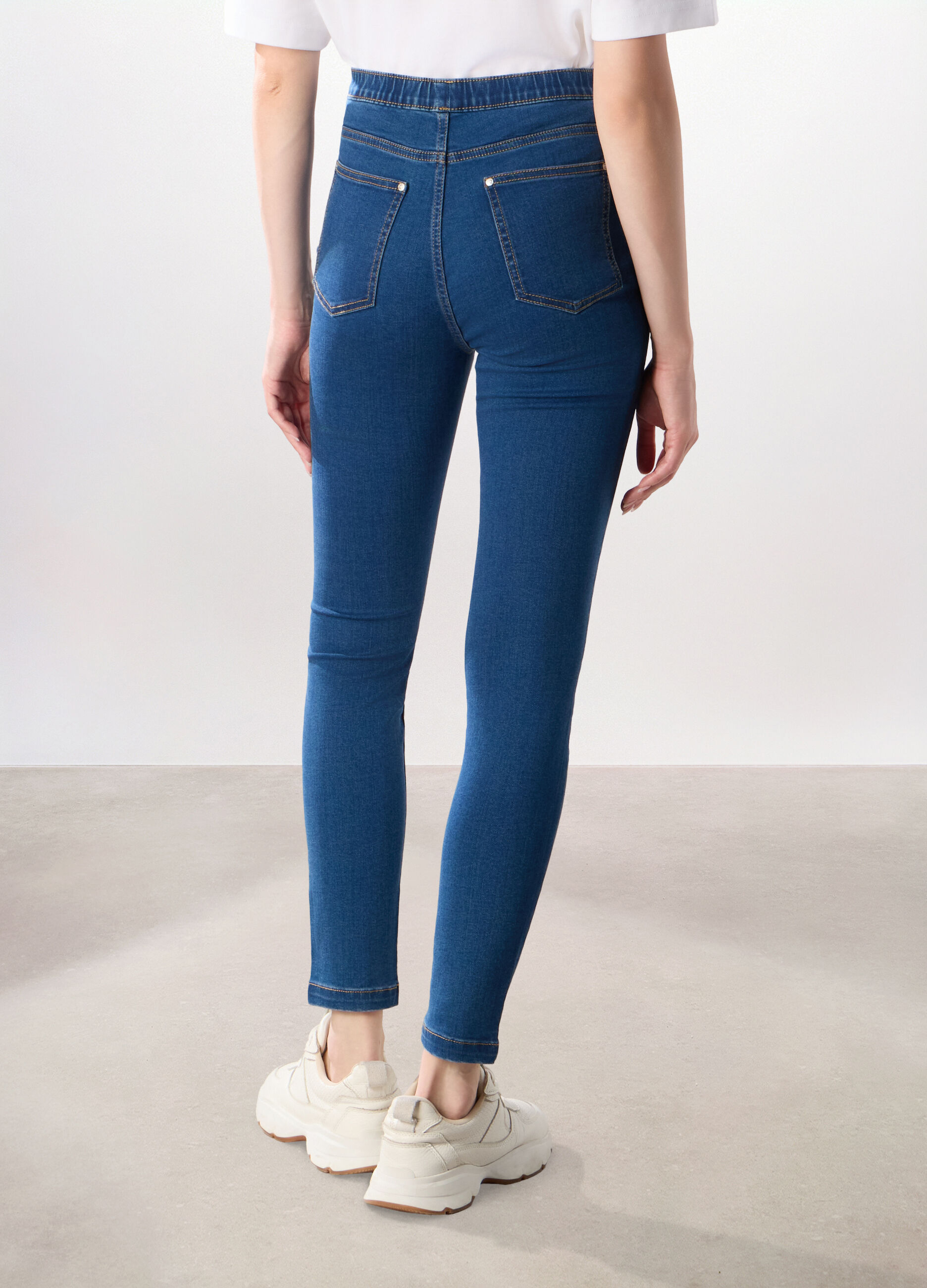 Jeggings in denim misto cotone donna_1