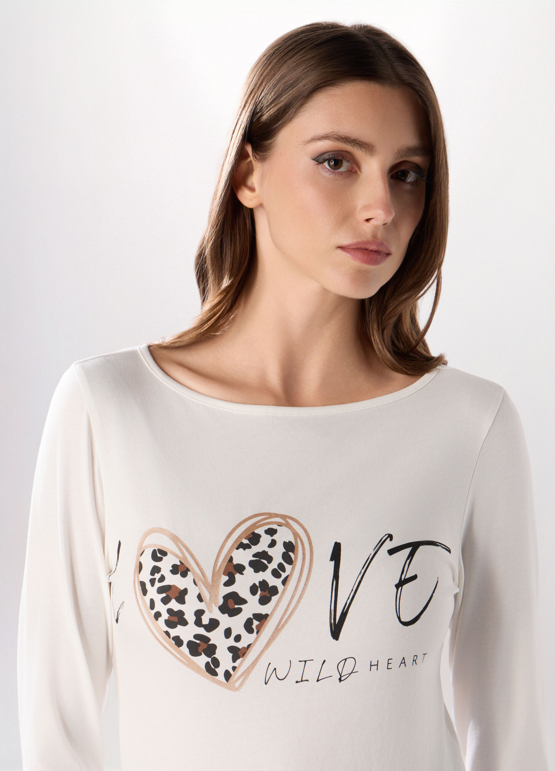 T-shirt in jersey di cotone stretch donna_2