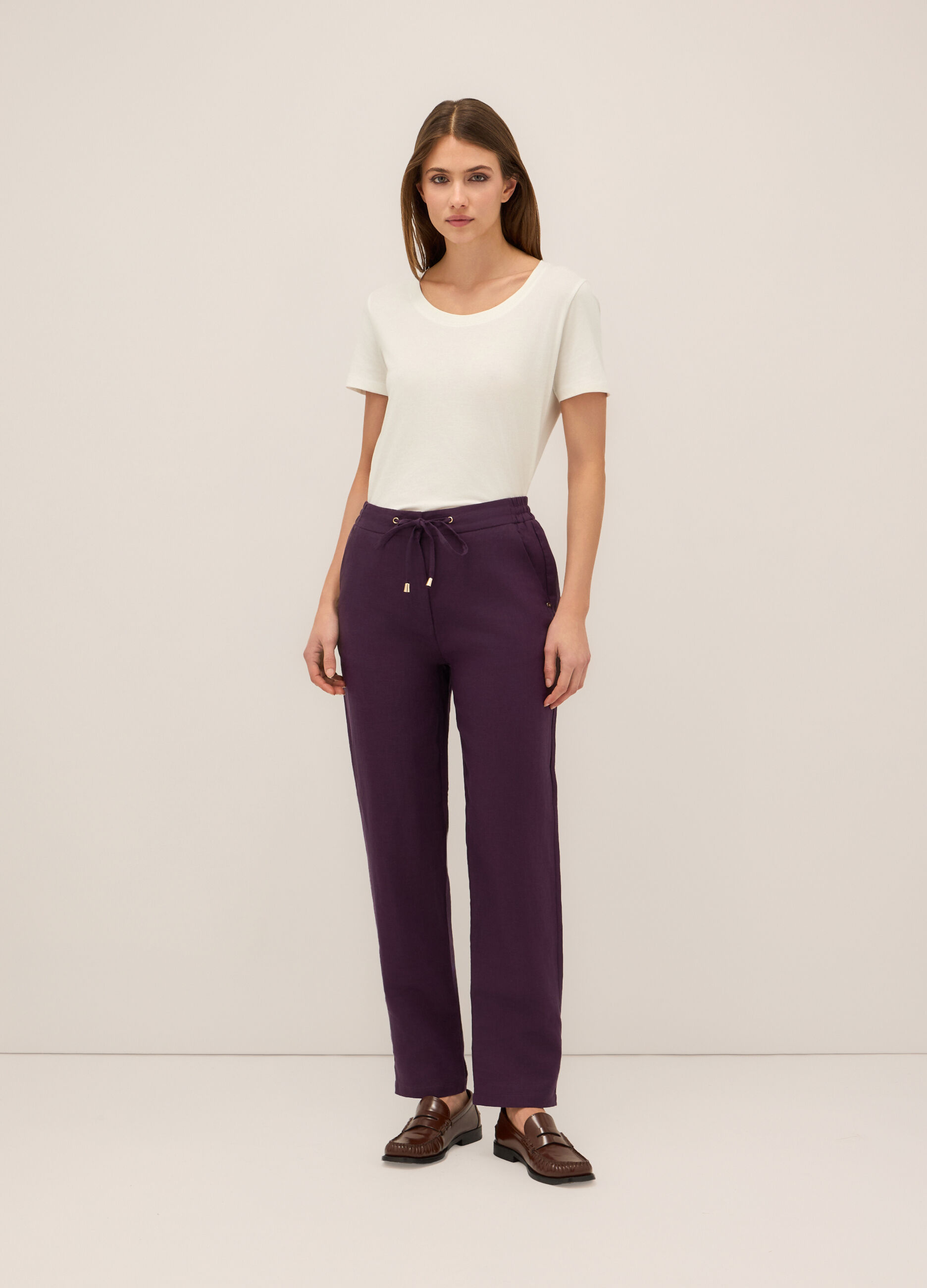 Pantaloni in puro lino donna
