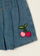 Gonna jeans in puro cotone con ricamo ciliegia da neonata_2