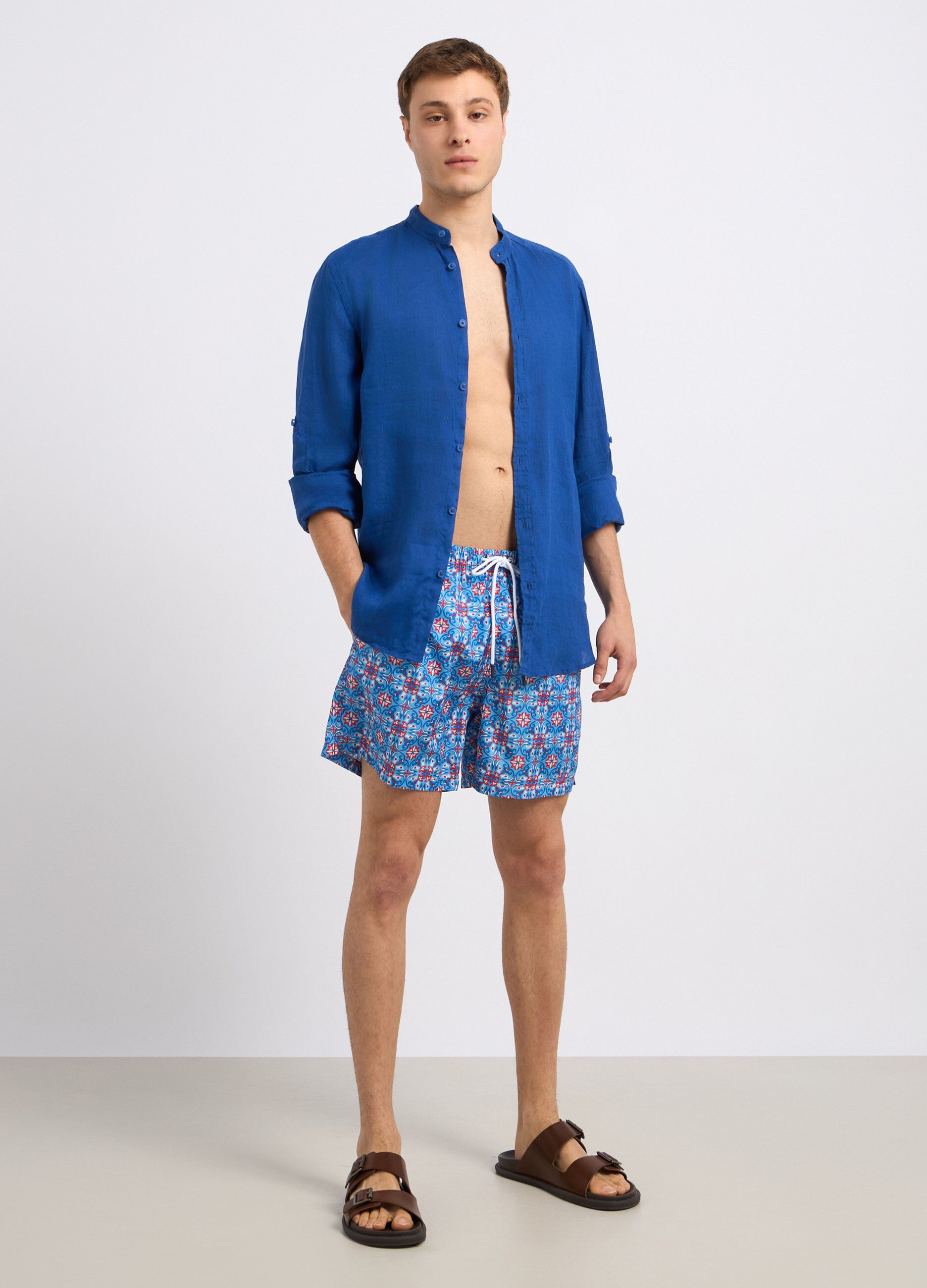 Costume shorts con stampa uomo_0