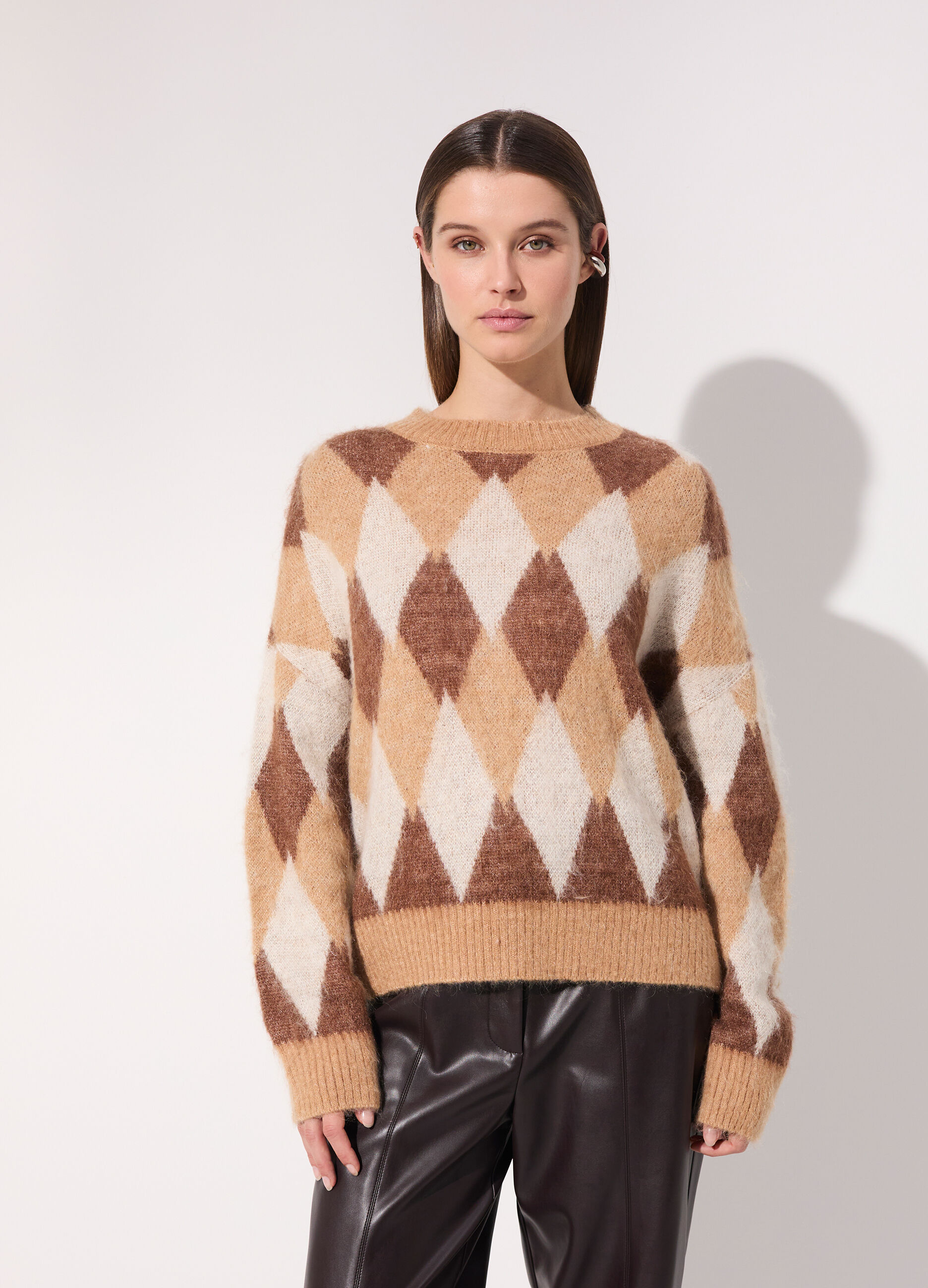 Maglione a rombi misto mohair donna_1