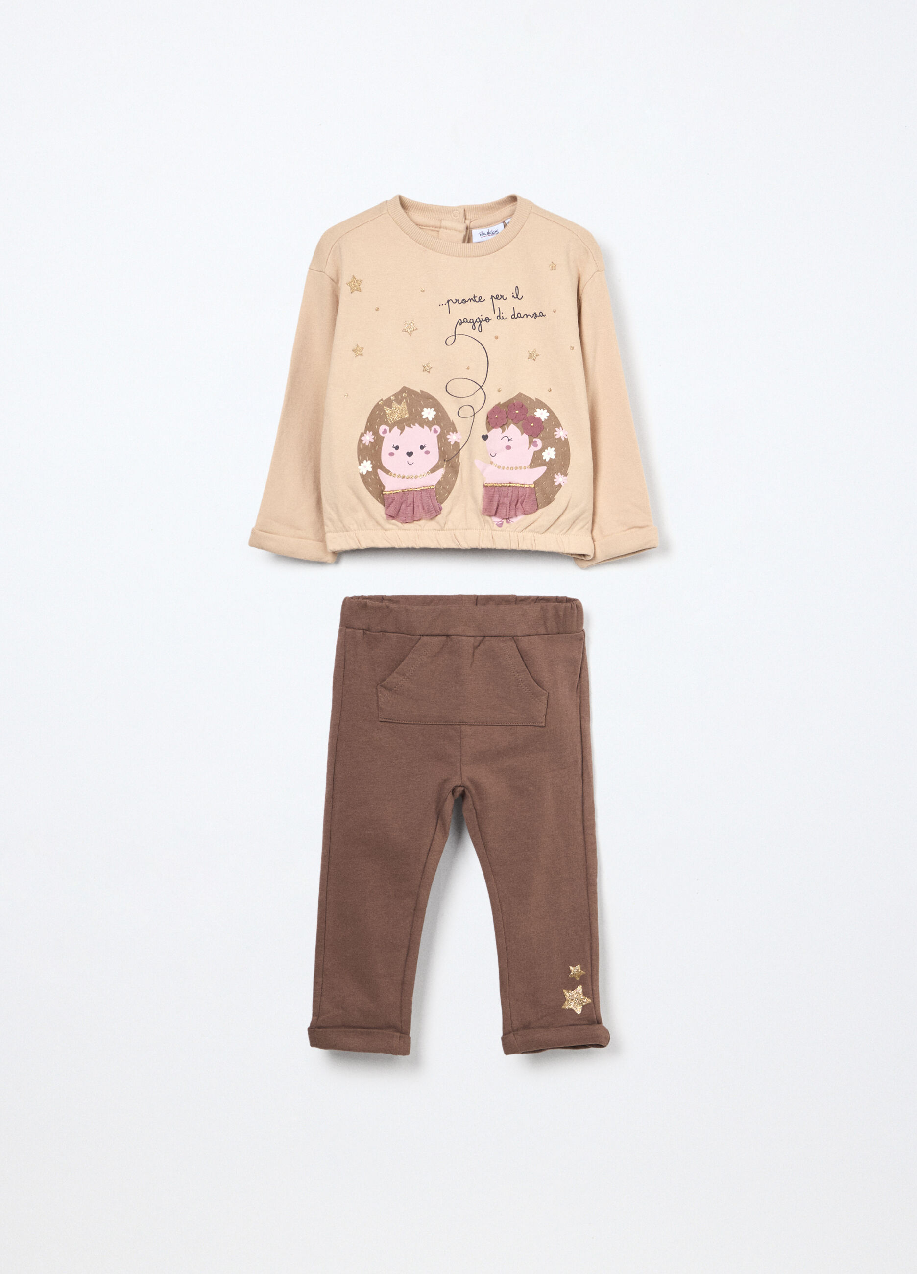 Jogging set in felpa di cotone stretch neonata_0