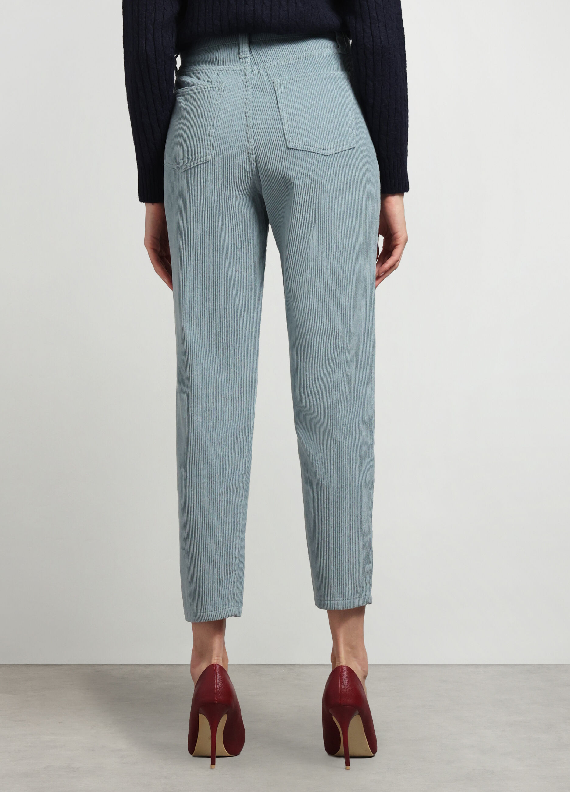 Pantaloni in costina di puro cotone donna_1