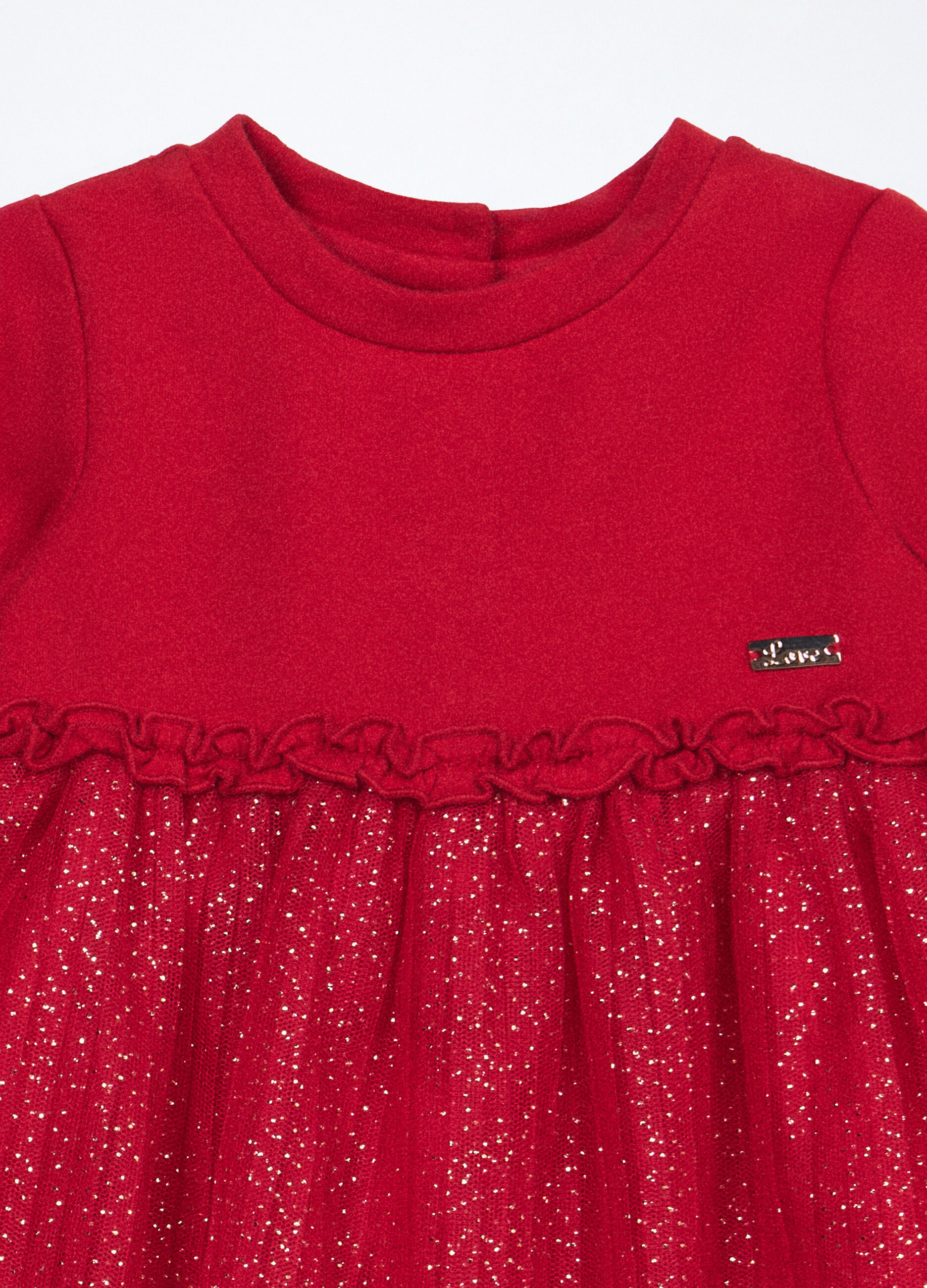Vestito in cotone fleece stretch neonata_2