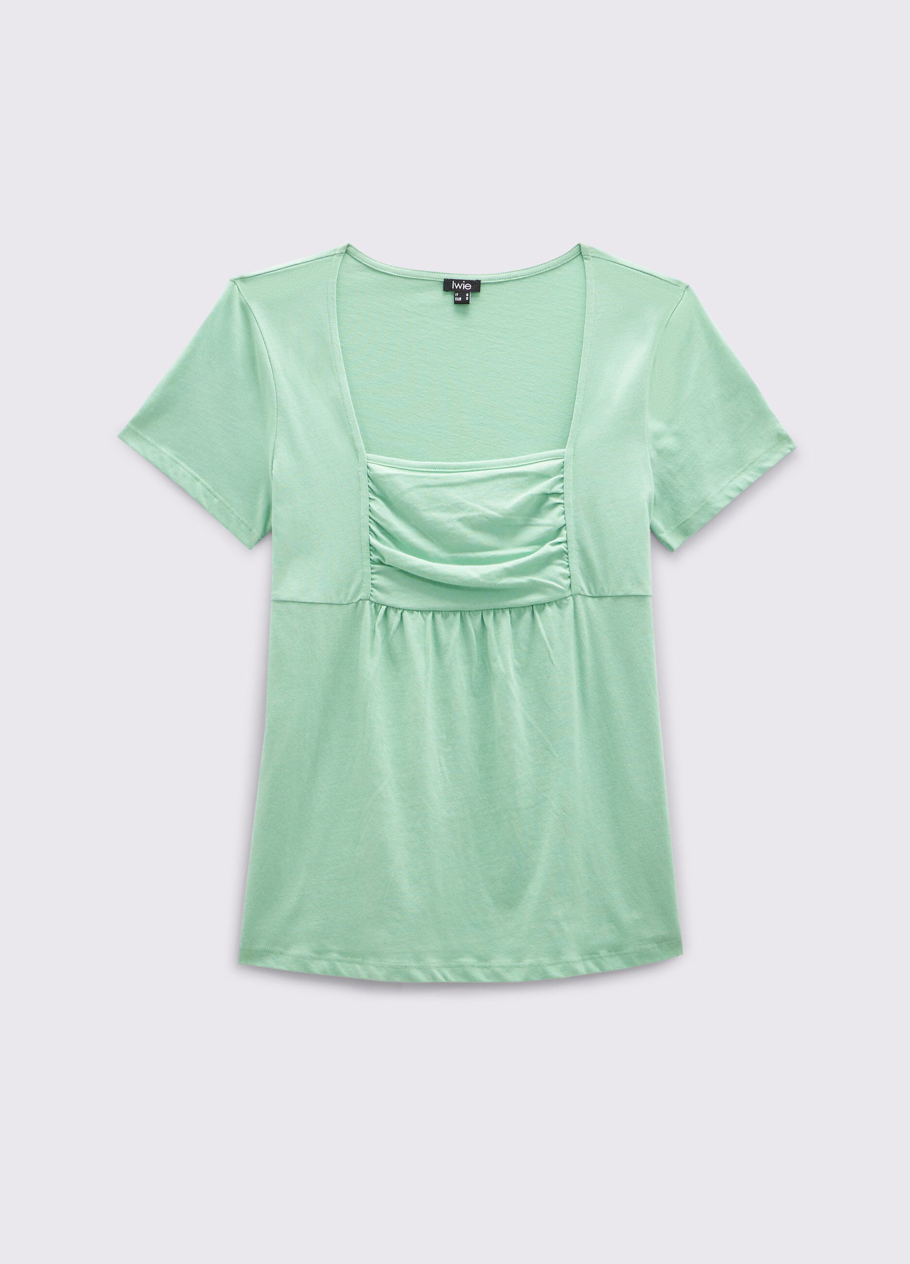 T-shirt in puro cotone con scollo squadrato donna_0
