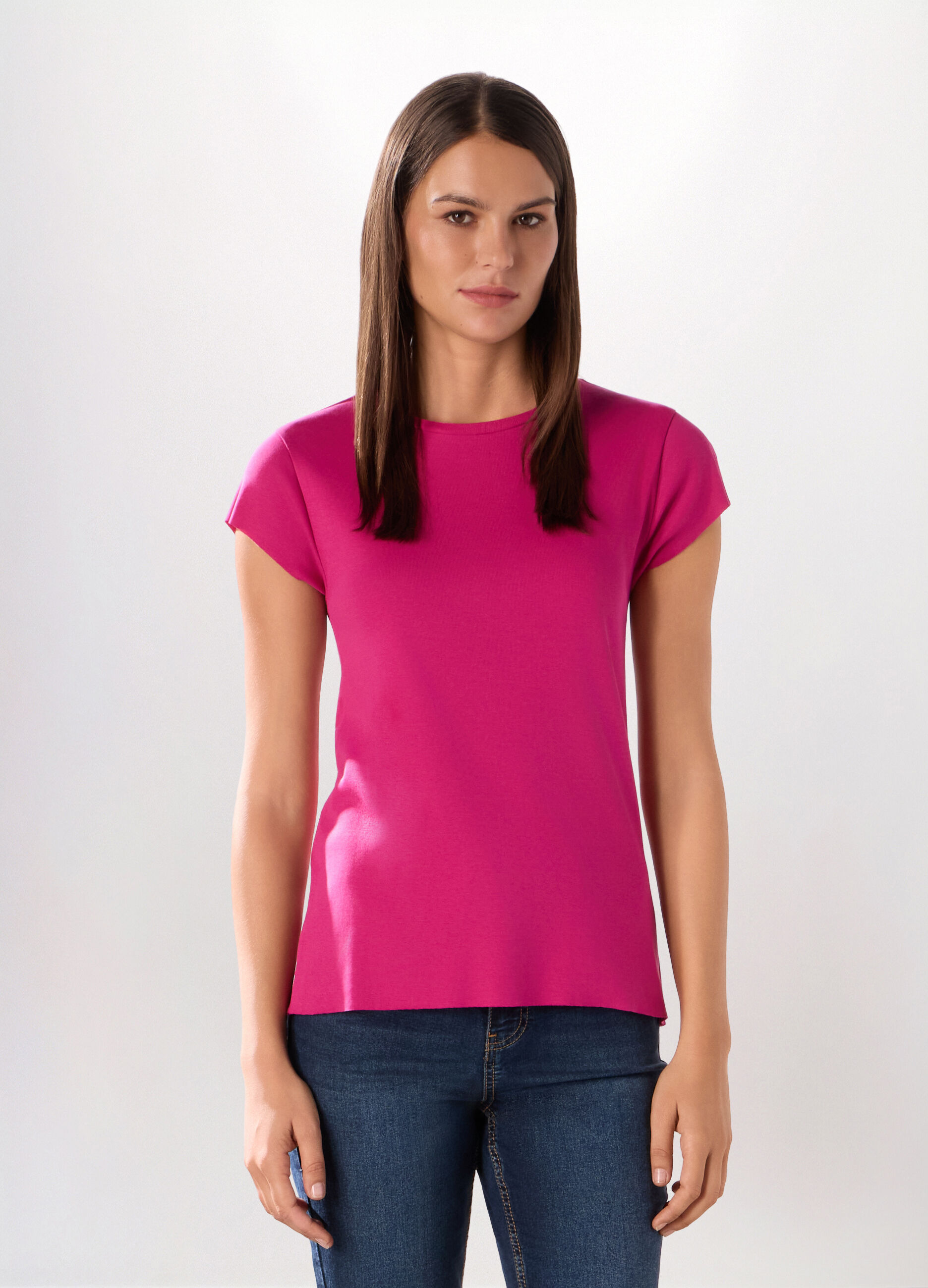 T-shirt in jersey di puro cotone donna_0
