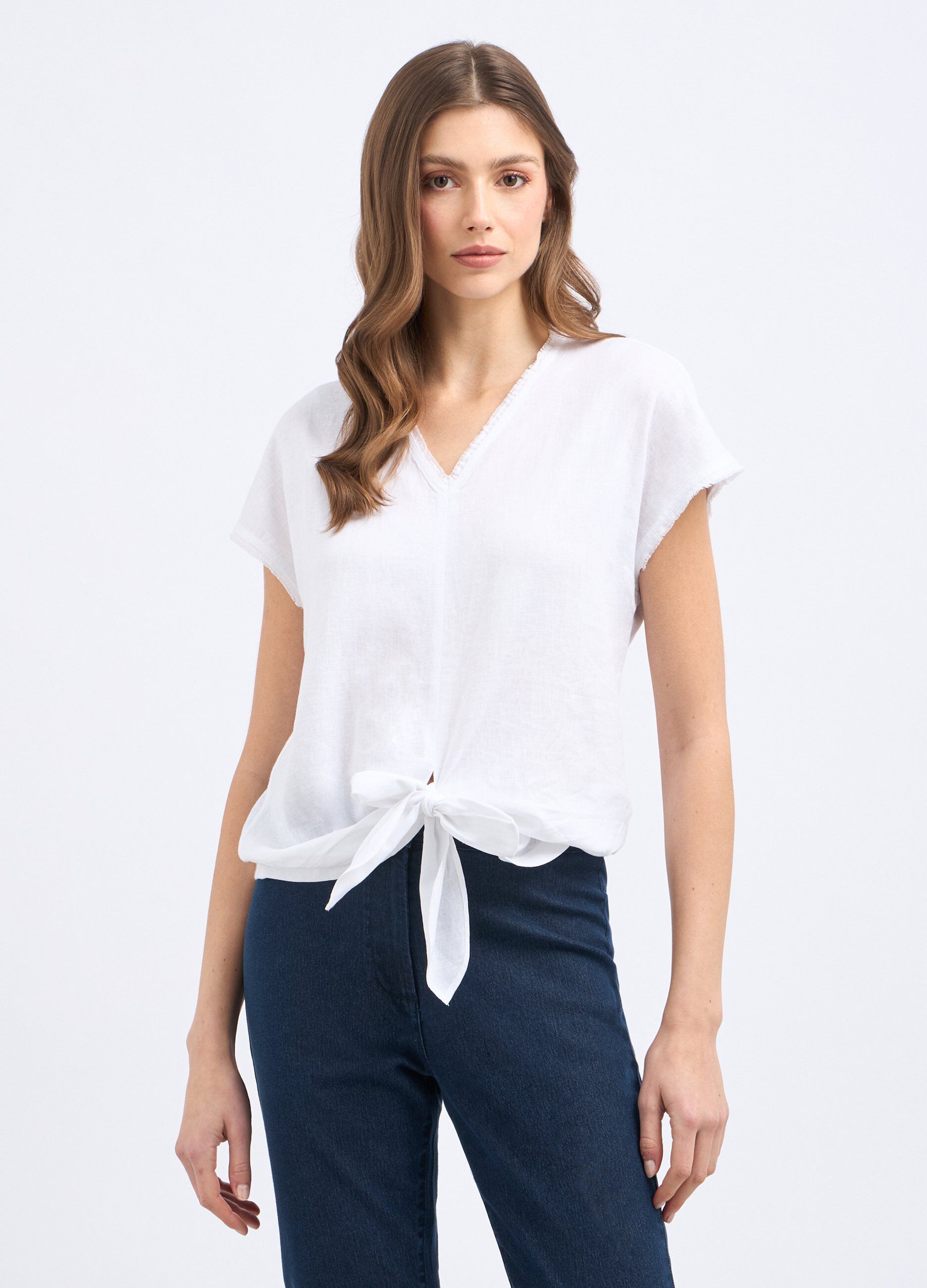 T-shirt in misto lino donna_0