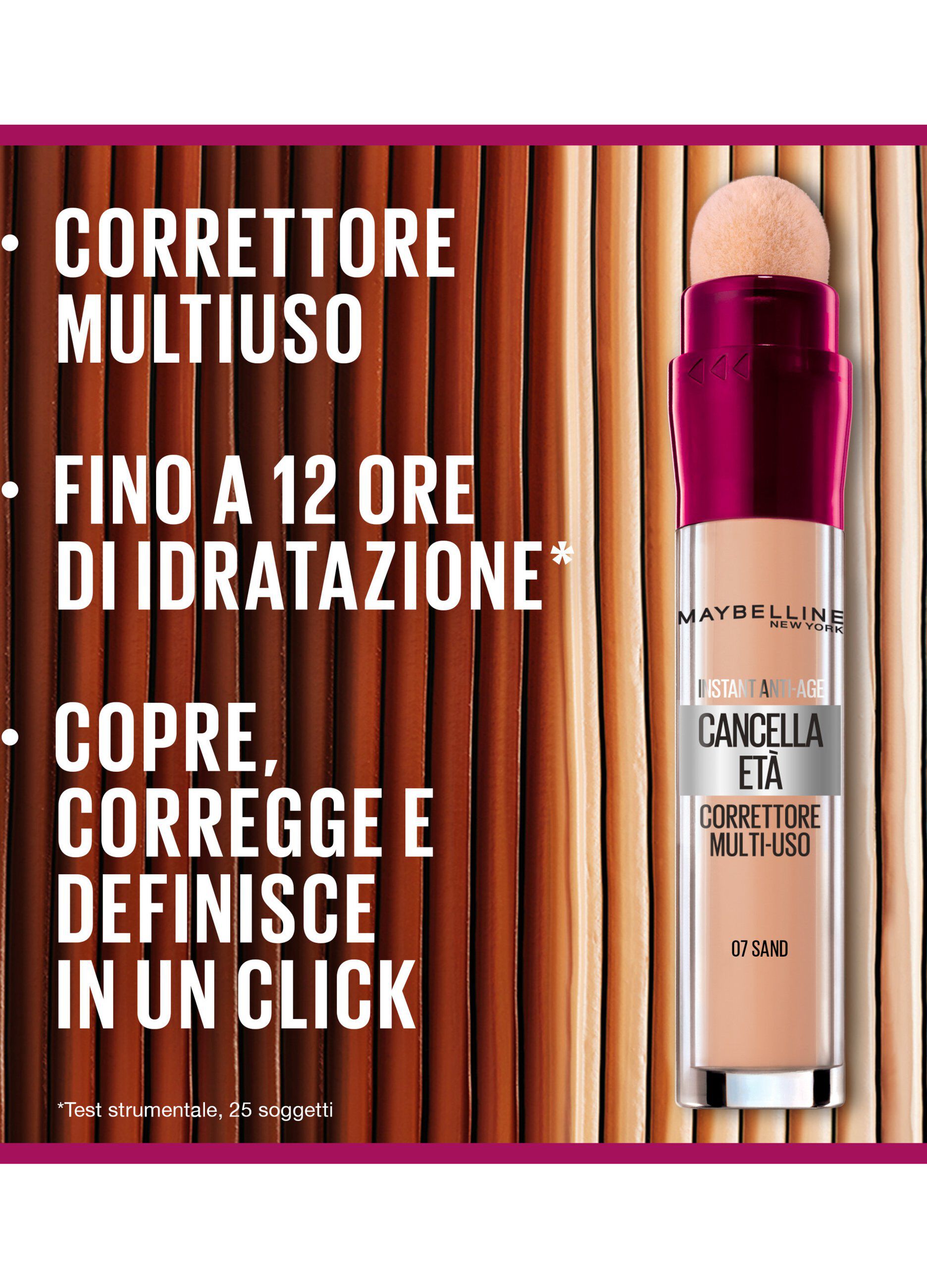 Maybelline New York Correttore Liquido Il Cancella Età, con Bacche di Goji e Haloxyl, Copre Occhiaie e Piccole Rughe, 07 Sand, 6.8 ml.