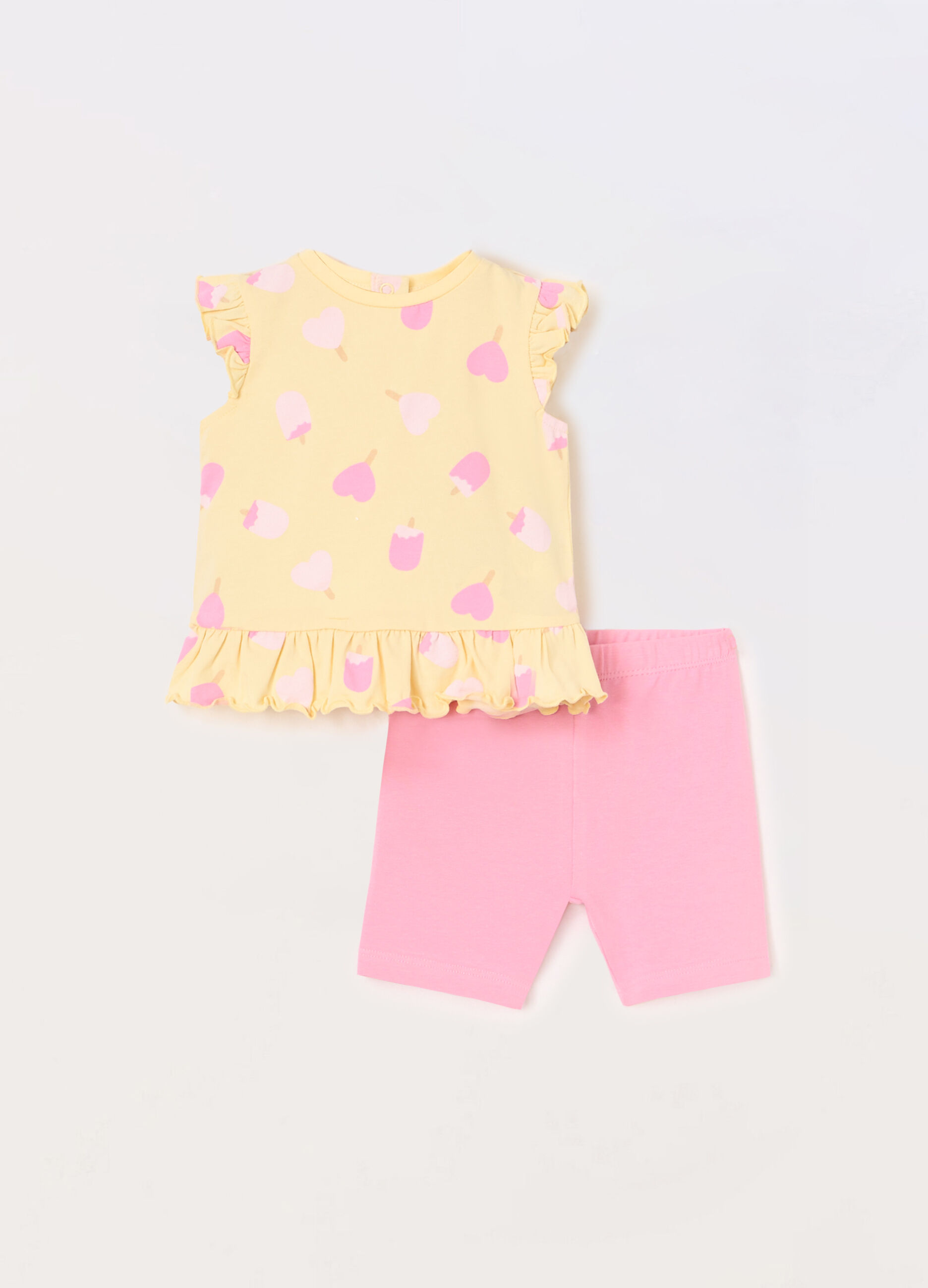 Jogging set in jersey di cotone stretch neonata_0