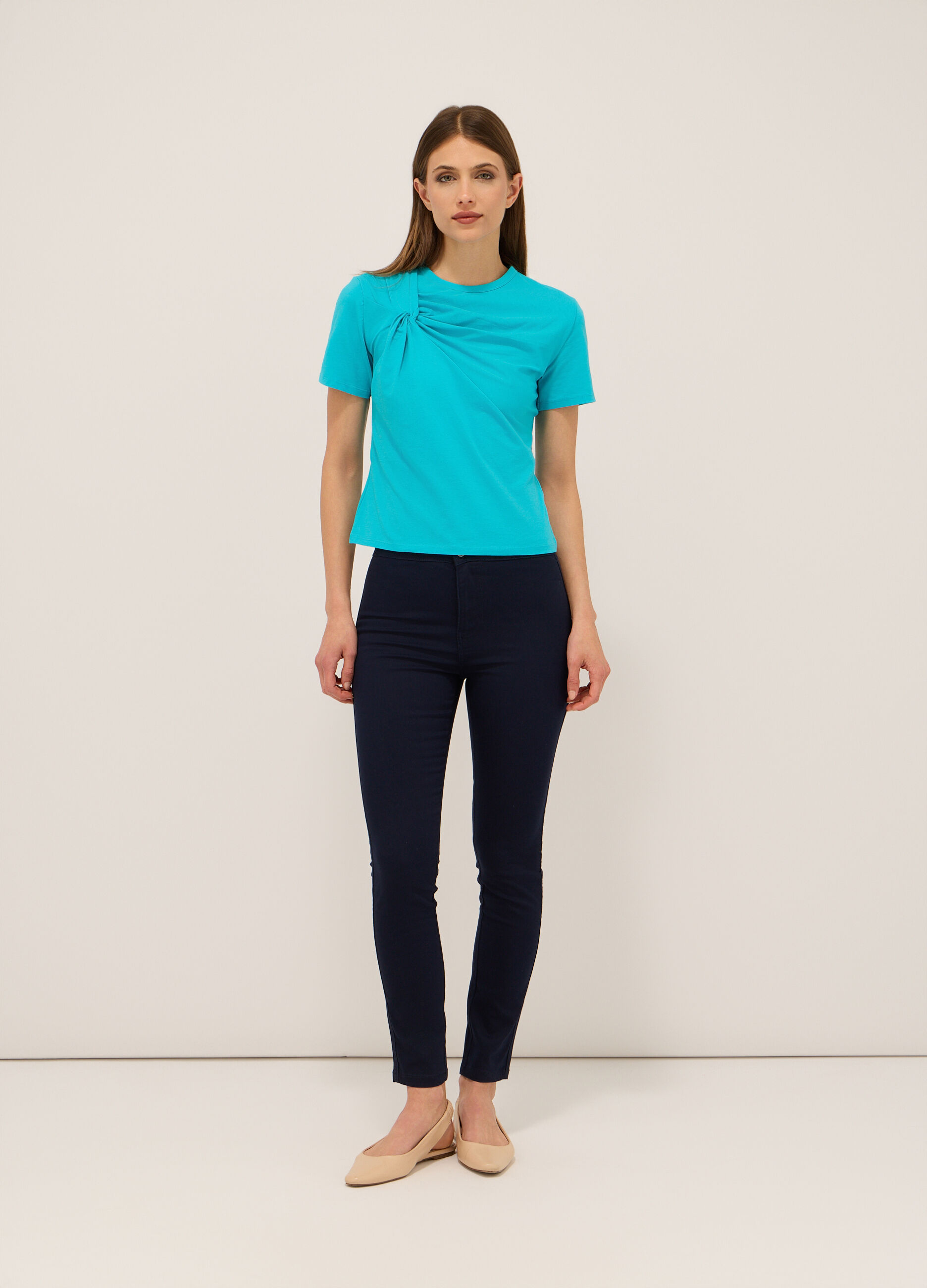 Treggings in twill di misto cotone donna_0
