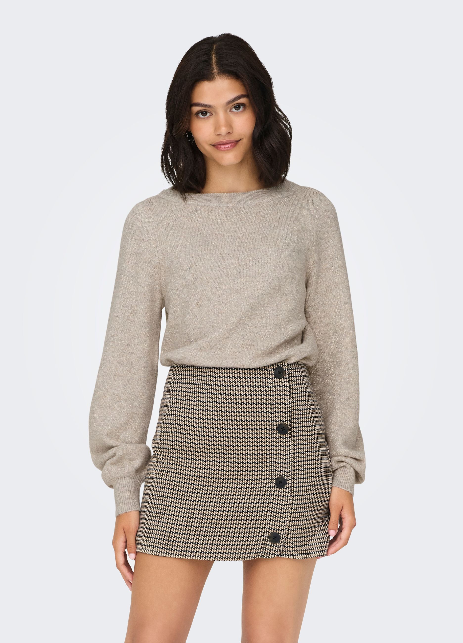 Pullover a maniche lunghe con scollo a barca_0