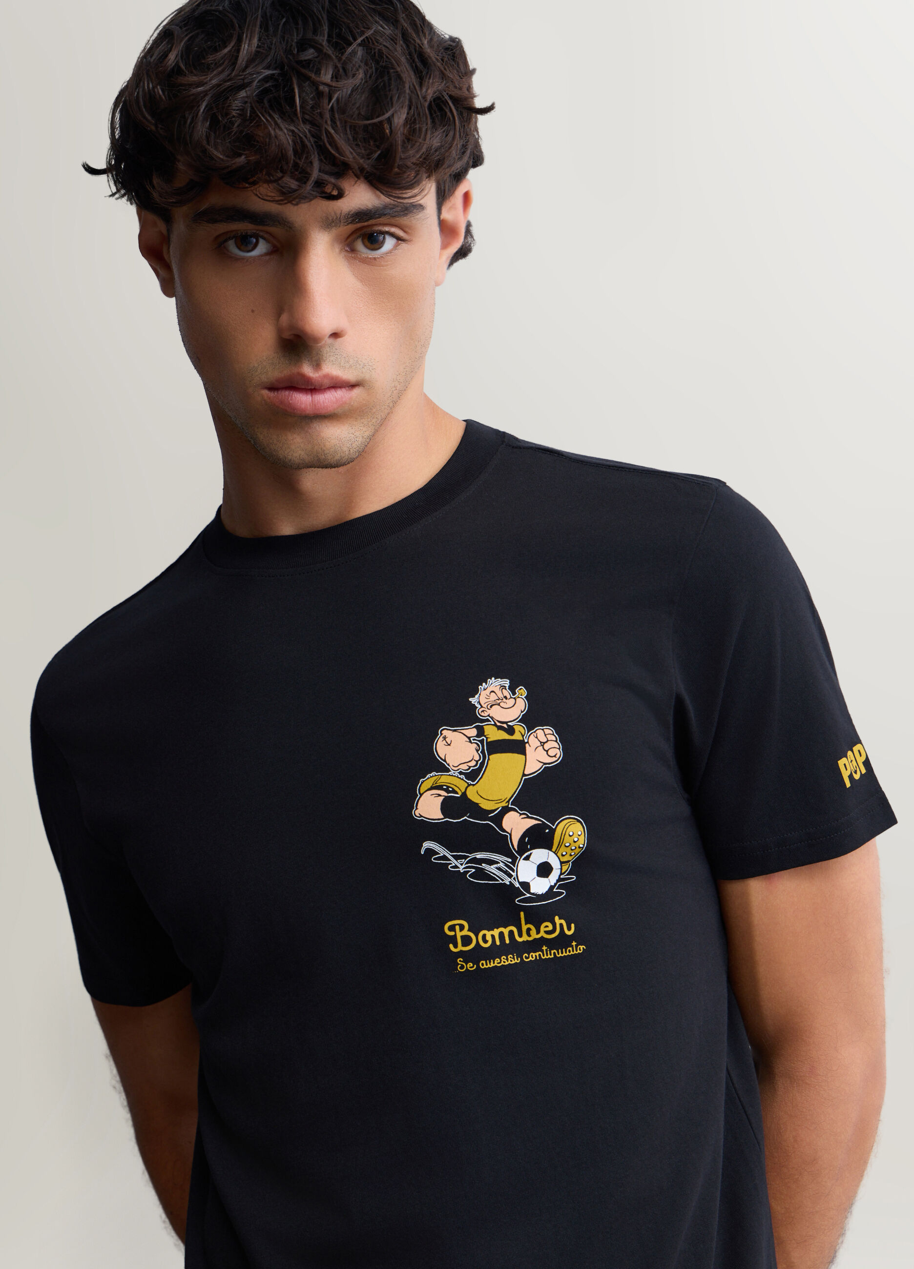 T-shirt girocollo in cotone con stampa Braccio di ferro uomo