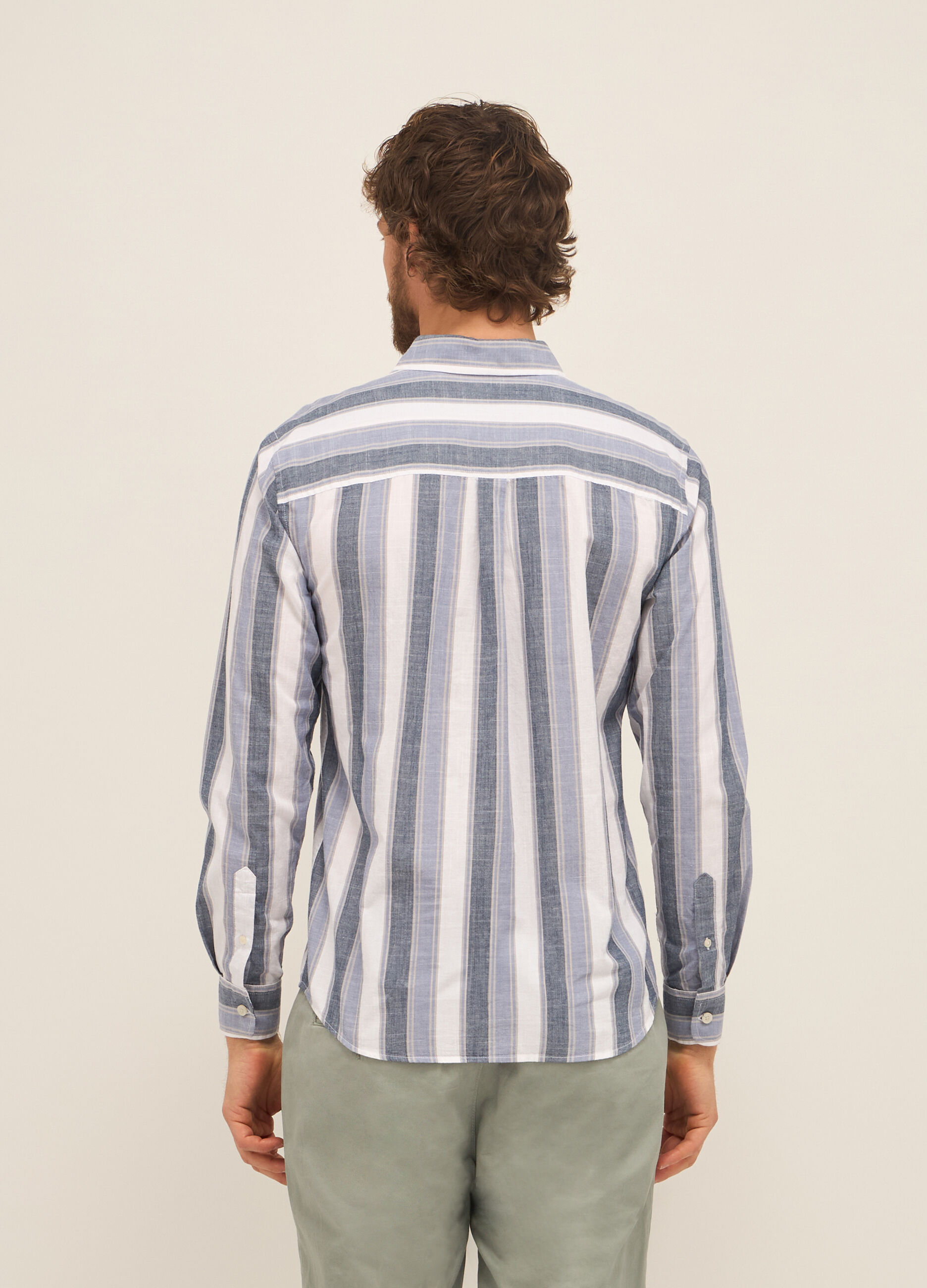 Camicia regular fit in puro cotone a righe uomo_1