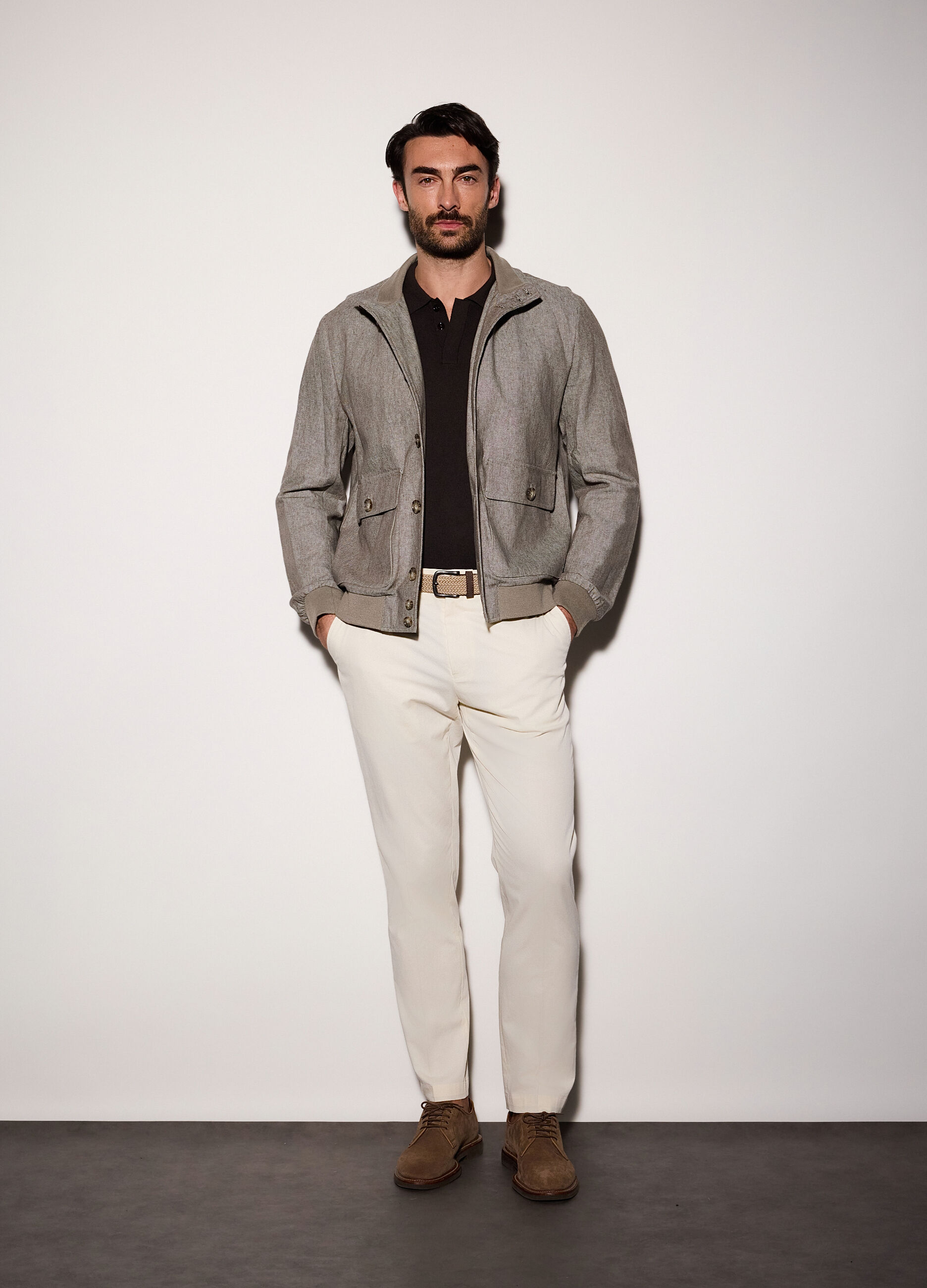 Bomber in lino e cotone uomo_0