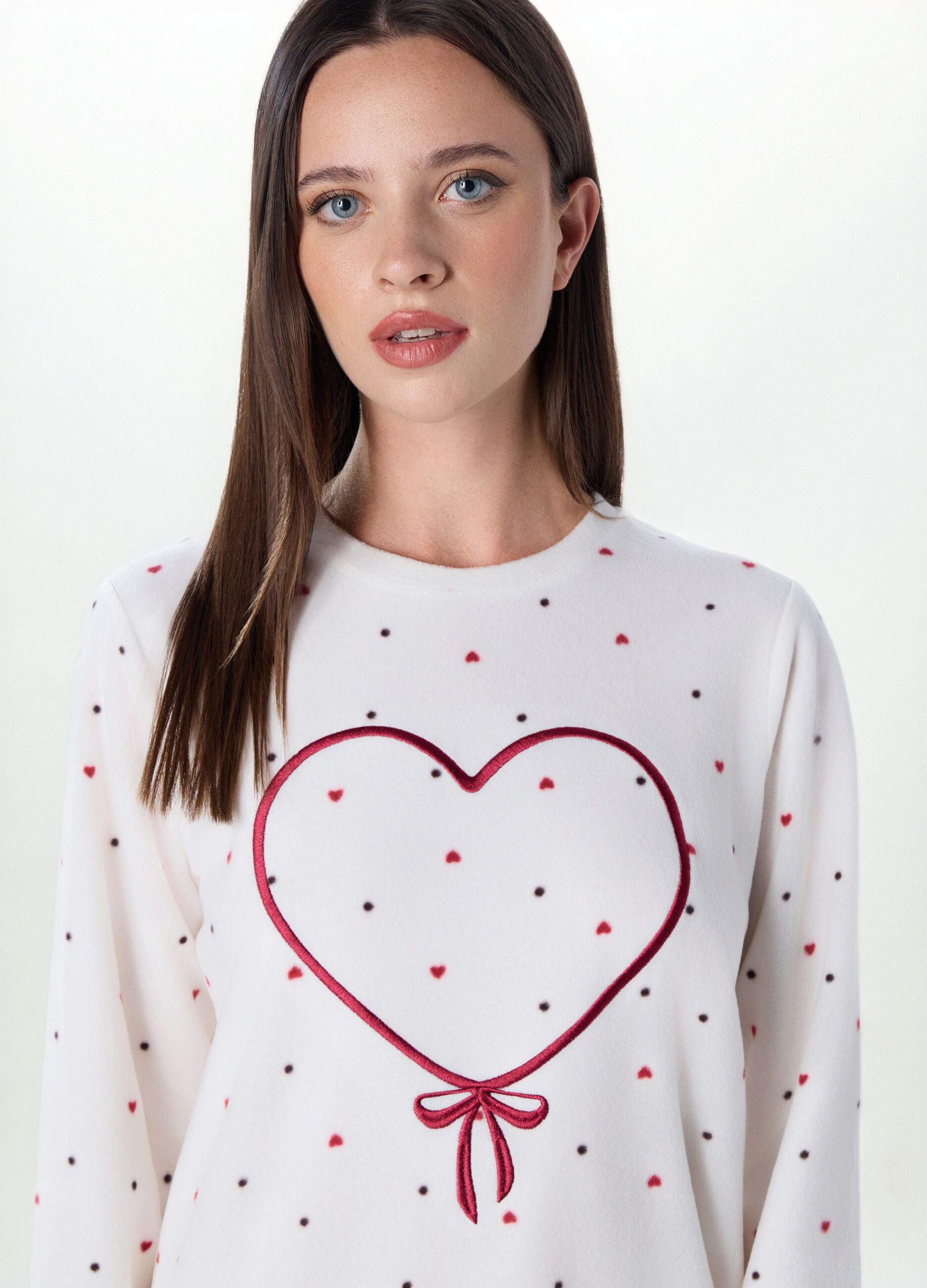 Set pigiama in pile con ricami donna_2