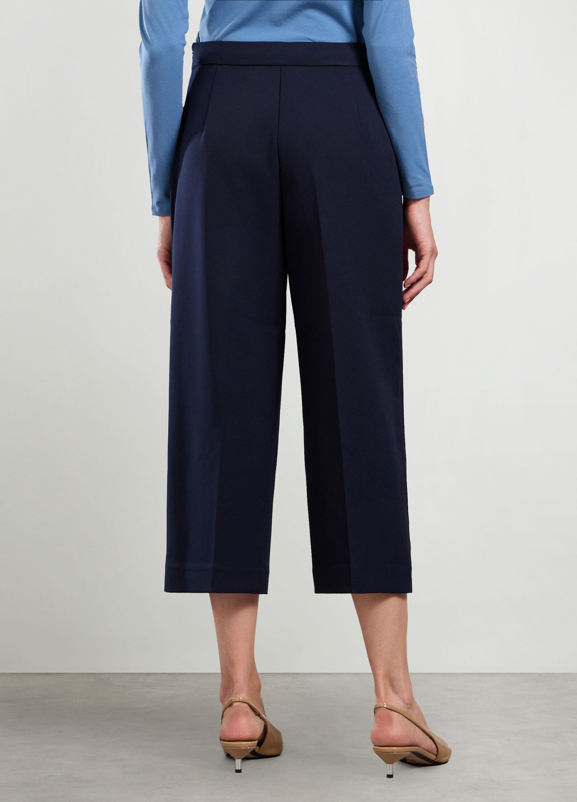 Pantaloni cropped in tessuto stretch donna_1