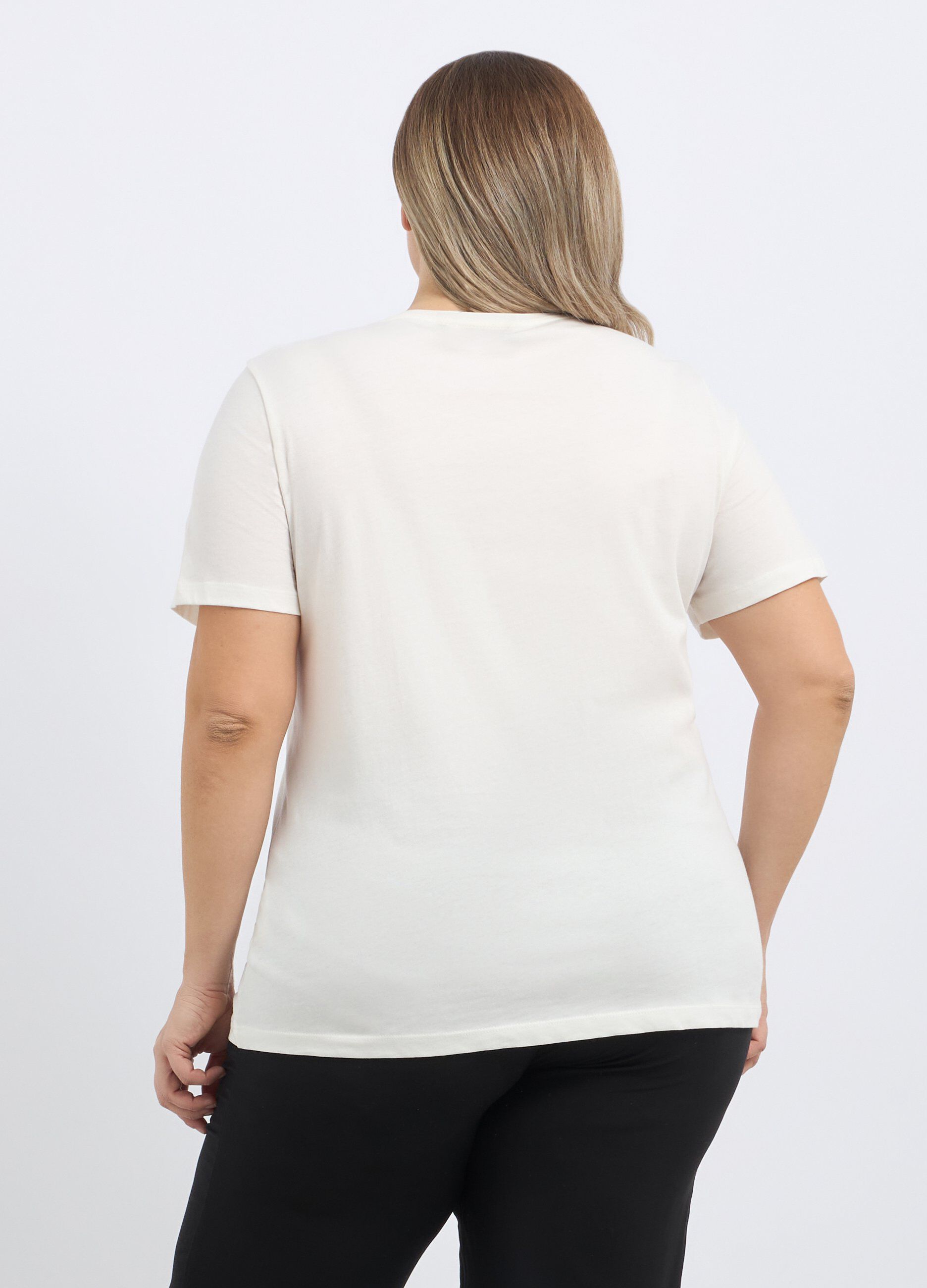 T-shirt in puro cotone con stampa donna curvy_1