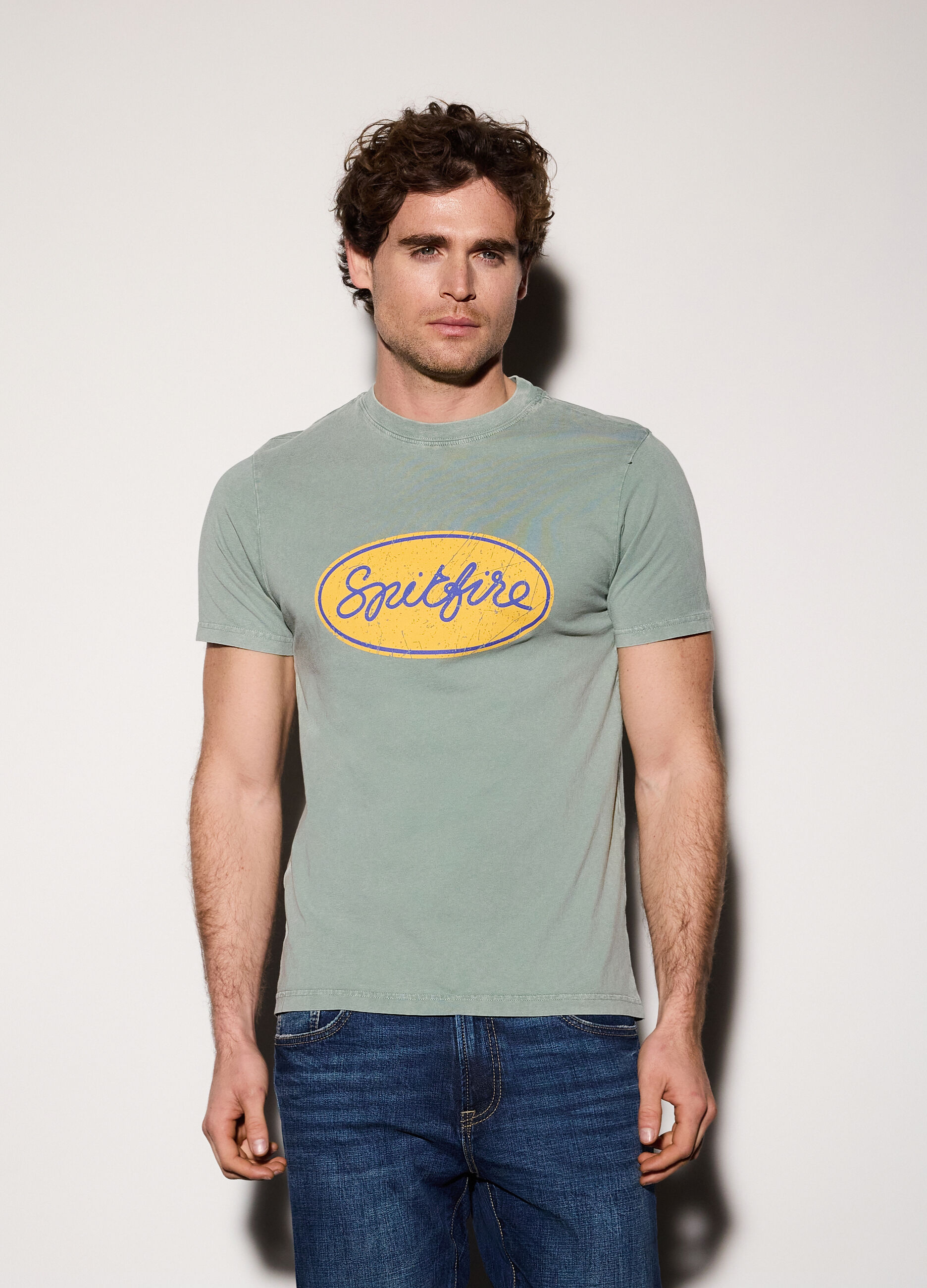 T-shirt in jersey di cotone con stampa uomo