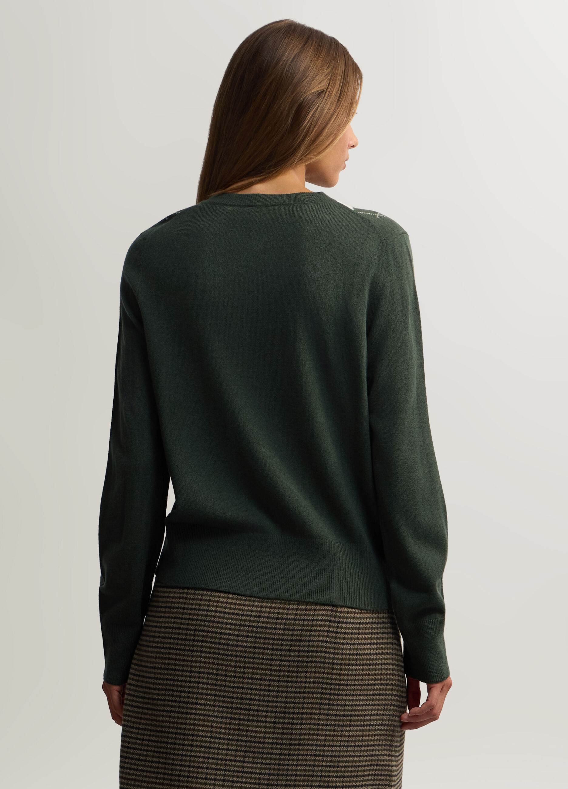 Cardigan girocollo jaquard donna_1